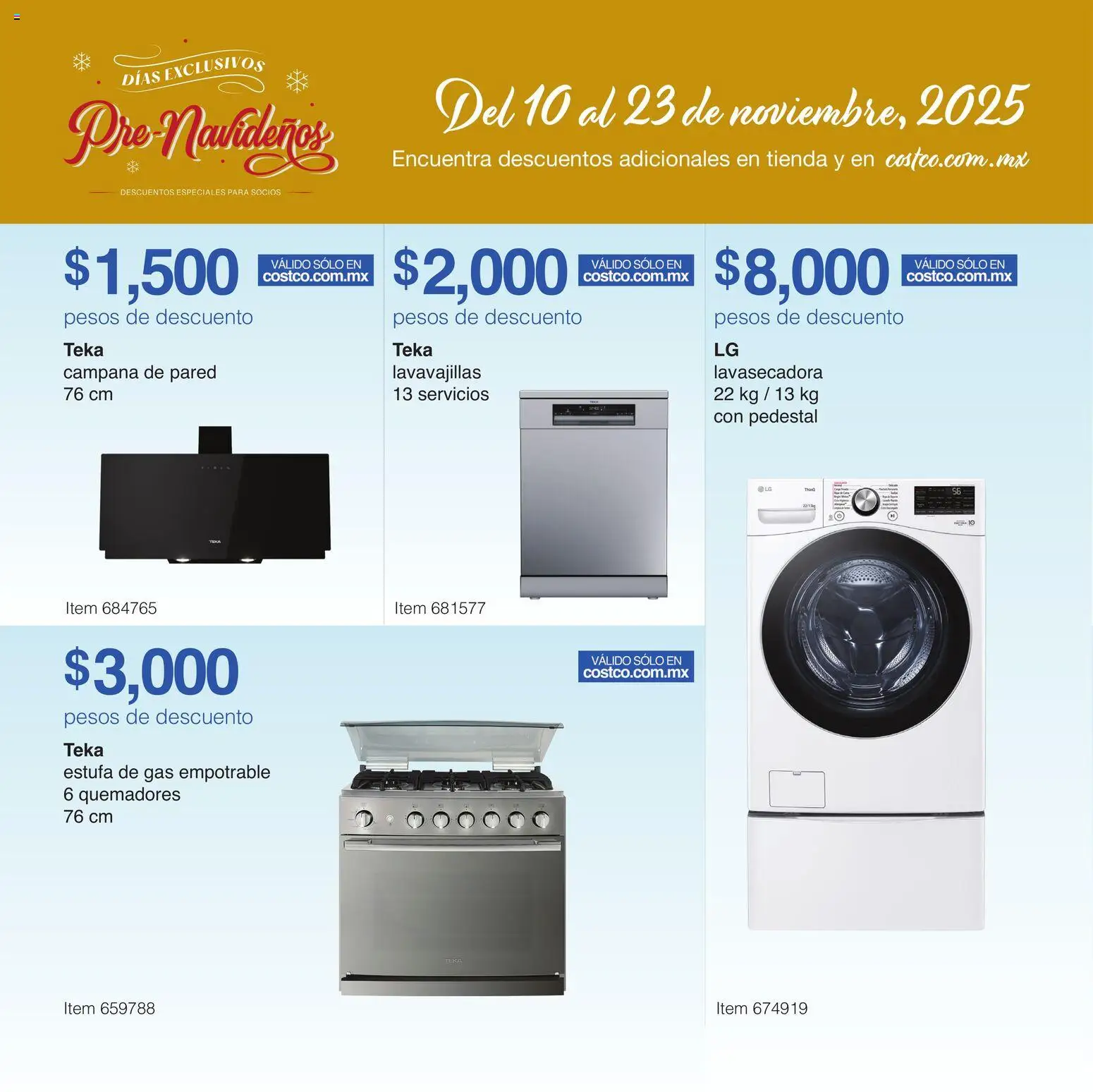 Nuevas ofertas de Costco válidas en toda la República Mexicana desde el 10.11.2025. ¡Encuentra las mejores ofertas en Costco catálogo Pre-Navideños! | Página: 22 | Productos: Lavavajillas, Campana