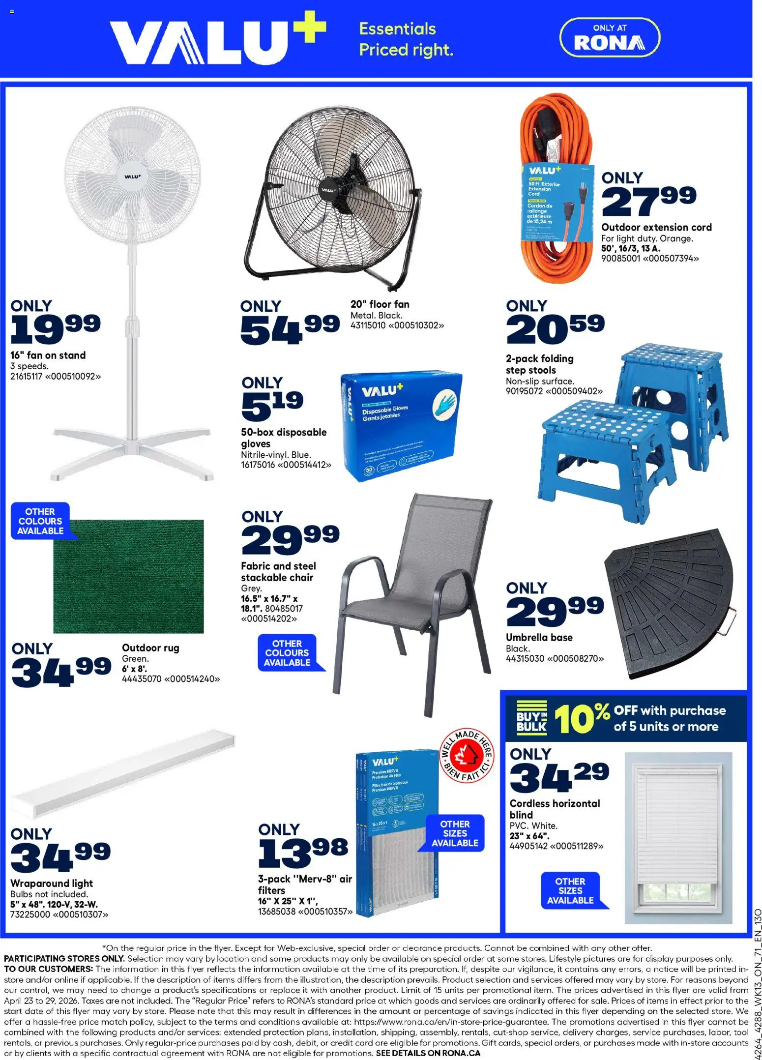 Rona flyer valid from 23.04.2026 | Page: 6 | Products: Gloves, Umbrella, Fan, Chair