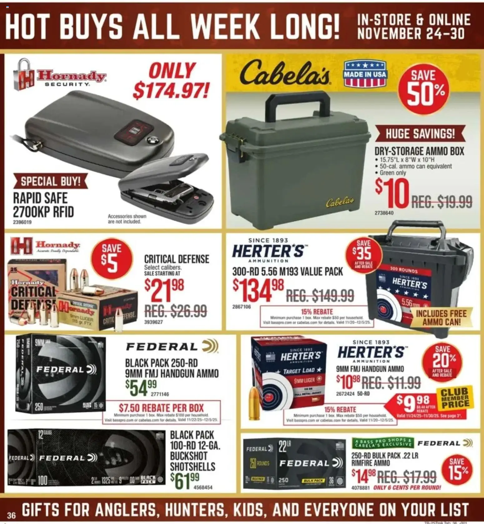 Cabela's Black Friday - valid from 24.11.2025 | Page: 36 | Products: Safe, Box, Ammo, Rimfire