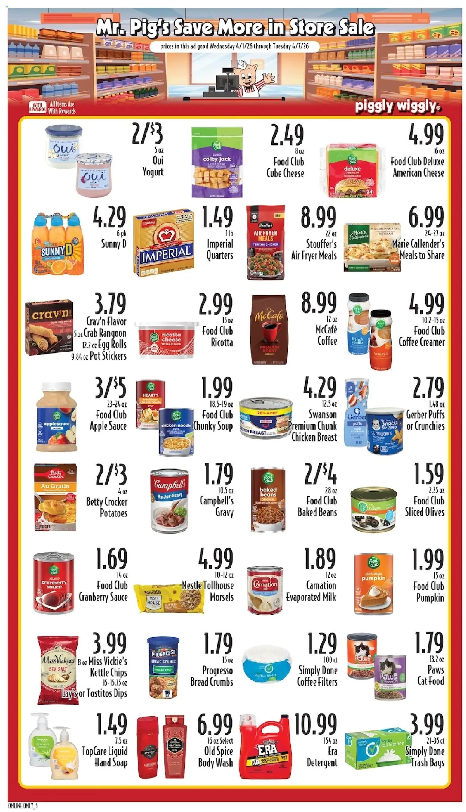 Piggly Wiggly Weekly Ad - valid from 01.04.2026 | Page: 5 | Products: Cat Food, Cheese, Yogurt, Pumpkin