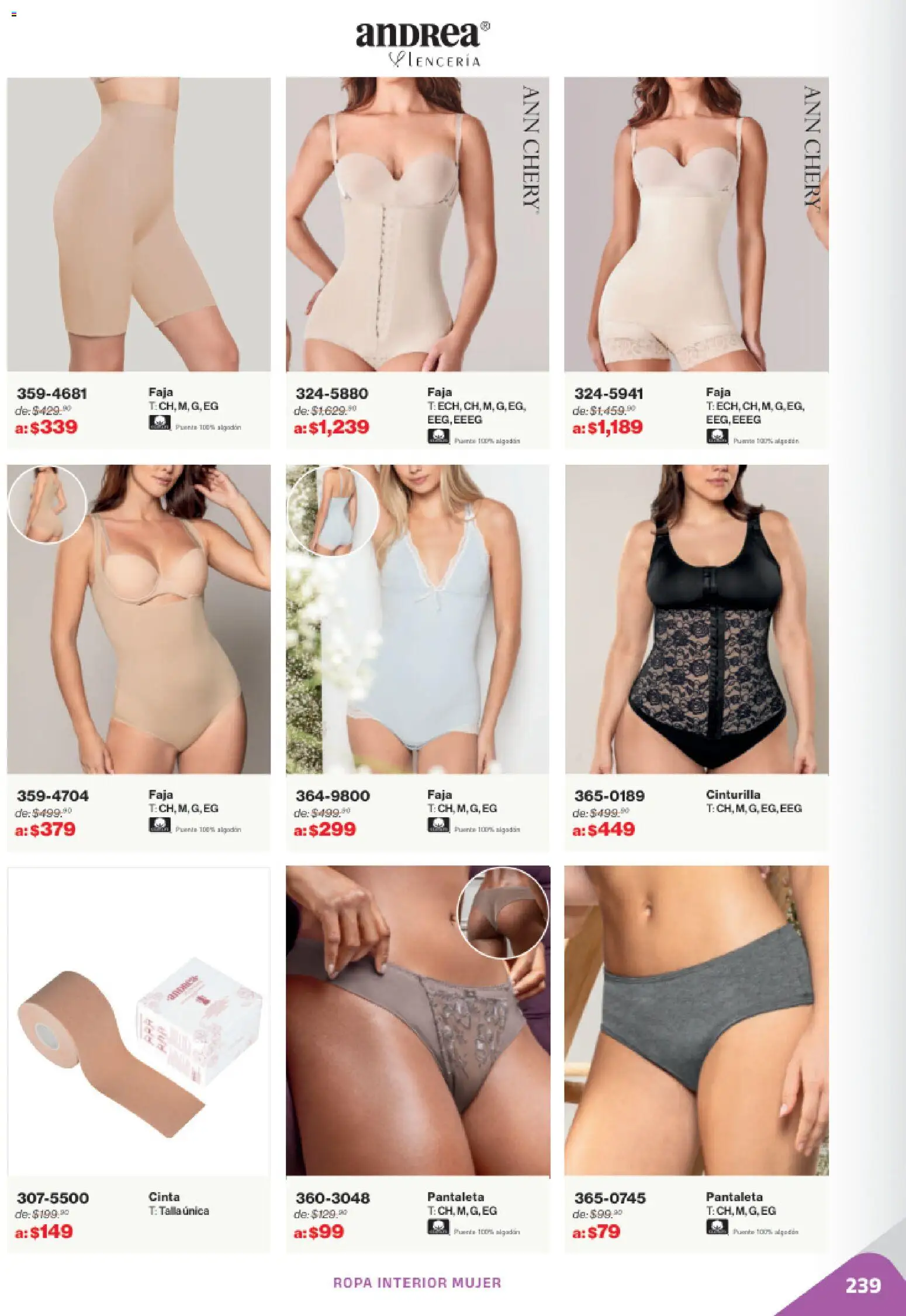 Nuevas ofertas de Andrea válidas en toda la República Mexicana desde el 02.11.2025. ¡Encuentra las mejores ofertas en Andrea catálogo Outlet! | Página: 239 | Productos: Algodón, Cinta, Ropa interior, Faja