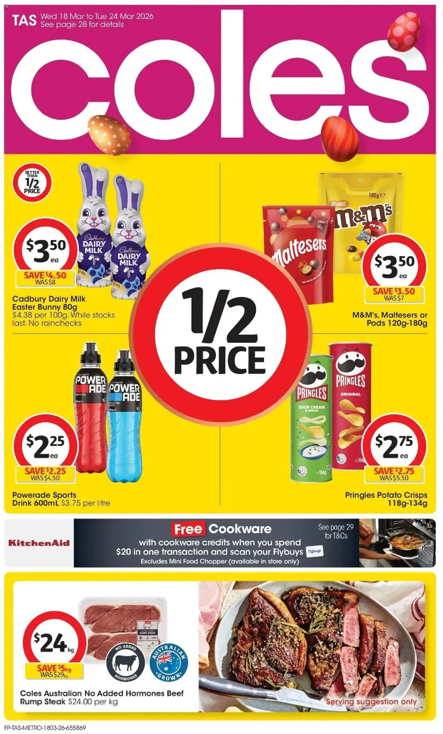 Coles catalogue - valid from 18.03.2026 | Page: 1 | Products: Milk, Cookware, Cream, Steak