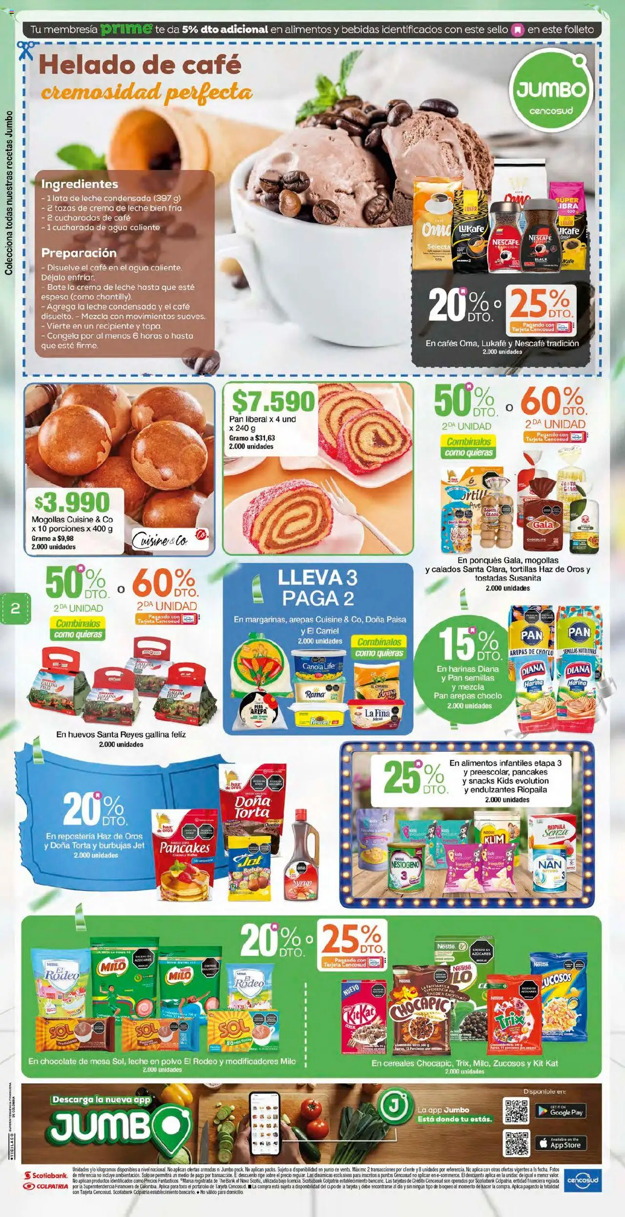 Jumbo revista - valida desde el 17.10.2025 | Página: 2 | Productos: Cereales, Harina, Crema de leche, Huevos