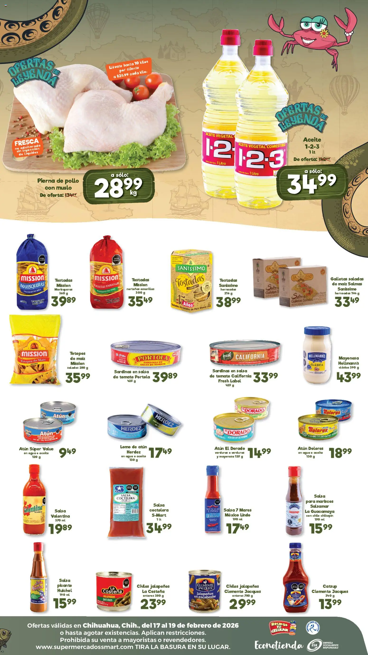 Nuevas ofertas de S-Mart válidas en toda la República Mexicana desde el 17.02.2026. ¡Encuentra las mejores ofertas en S-Mart folleto Ofertas de feria Chihuahua! | Página: 2 | Productos: Mayonesa, Tomate, Agua, Salsa de tomate