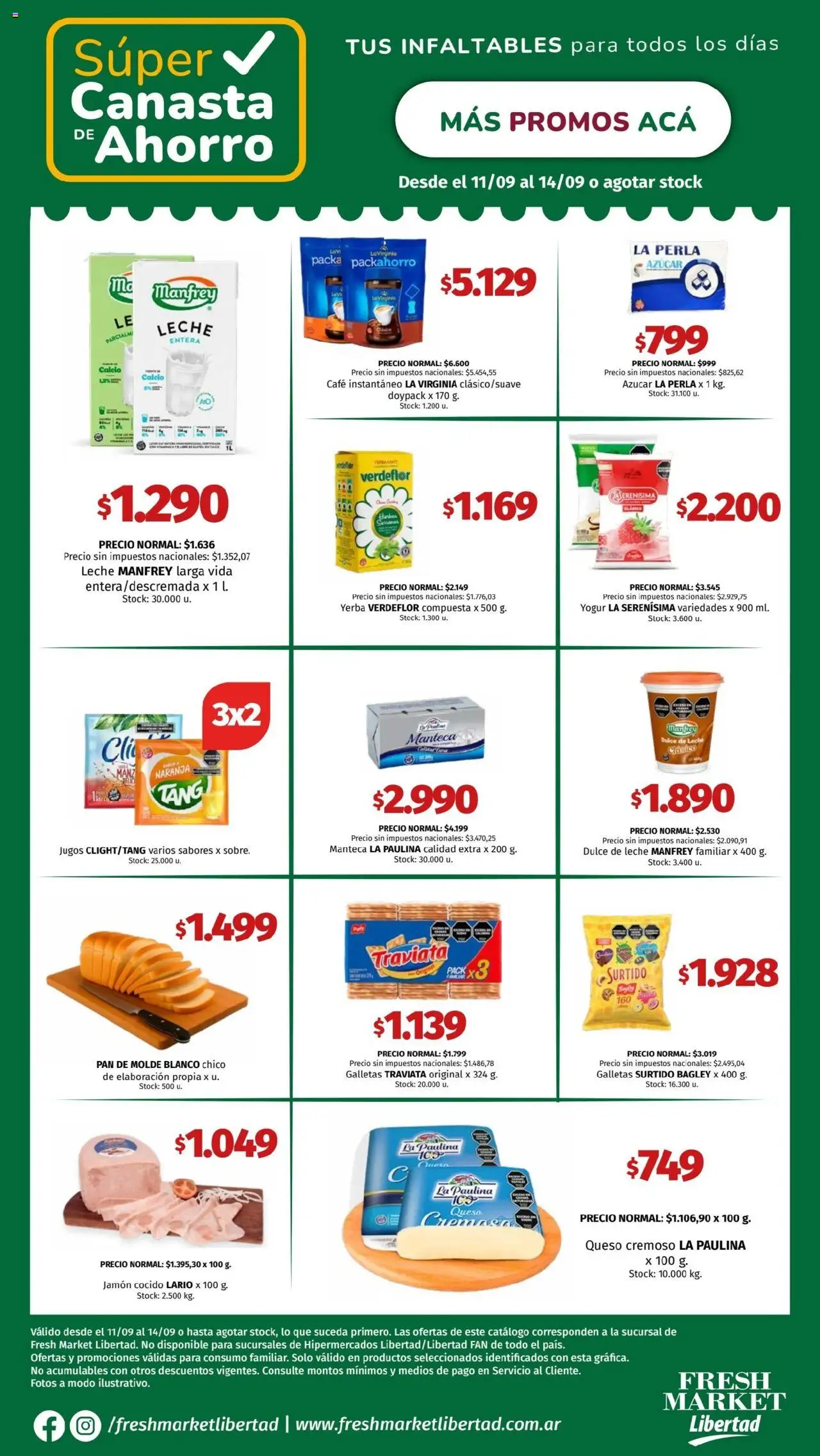 Hipermercado Libertad - Canasta - DOT │ válido desde el 11.09.2025 | Página: 3 | Productos: Molde, Jamón cocido, Dulce de leche, Yogur