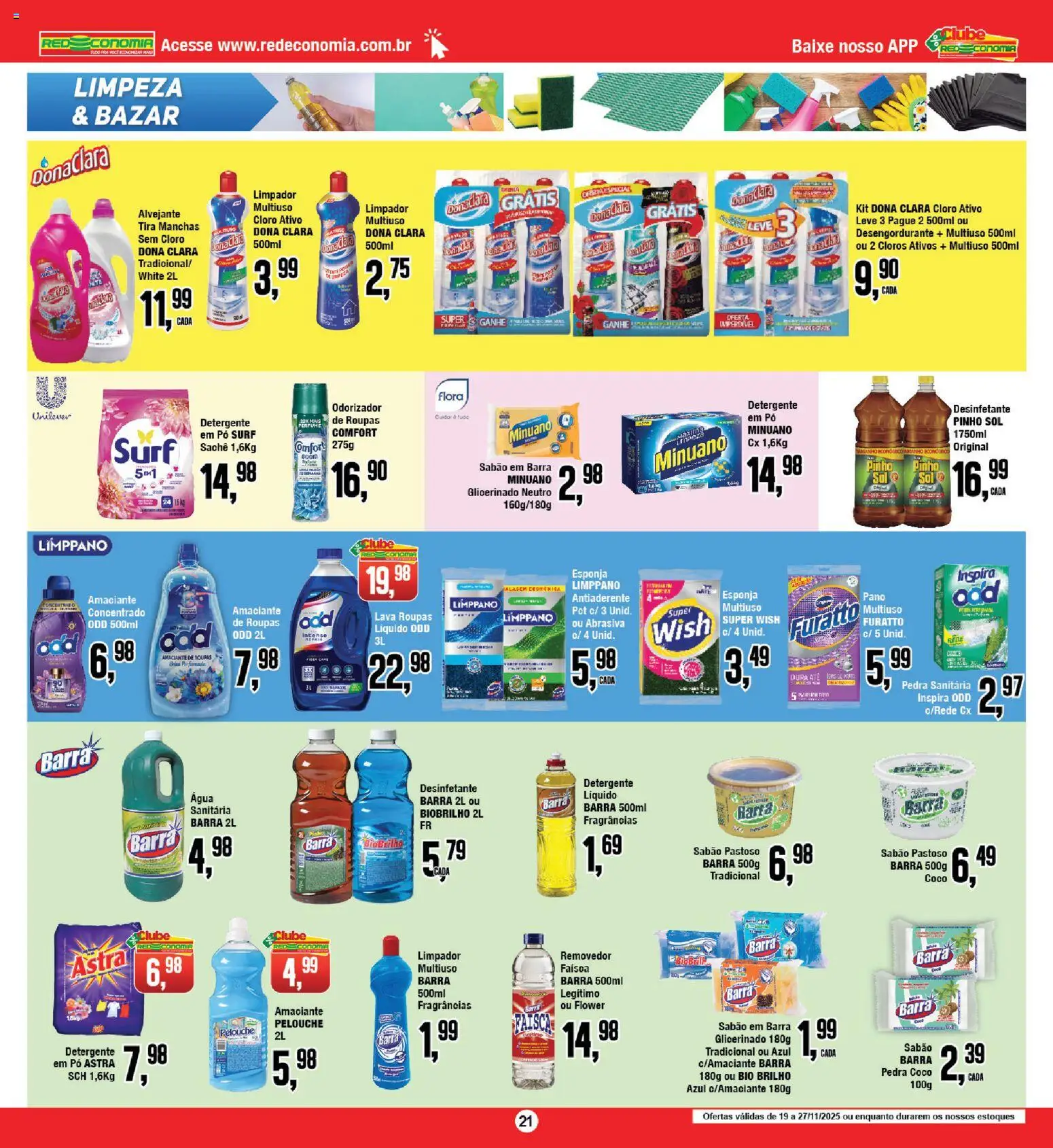 RedEconomia Folheto - válido de 19.11.2025 | Página: 21 | Produtos: Coco, Amaciante de roupas, Detergente, Desinfetante