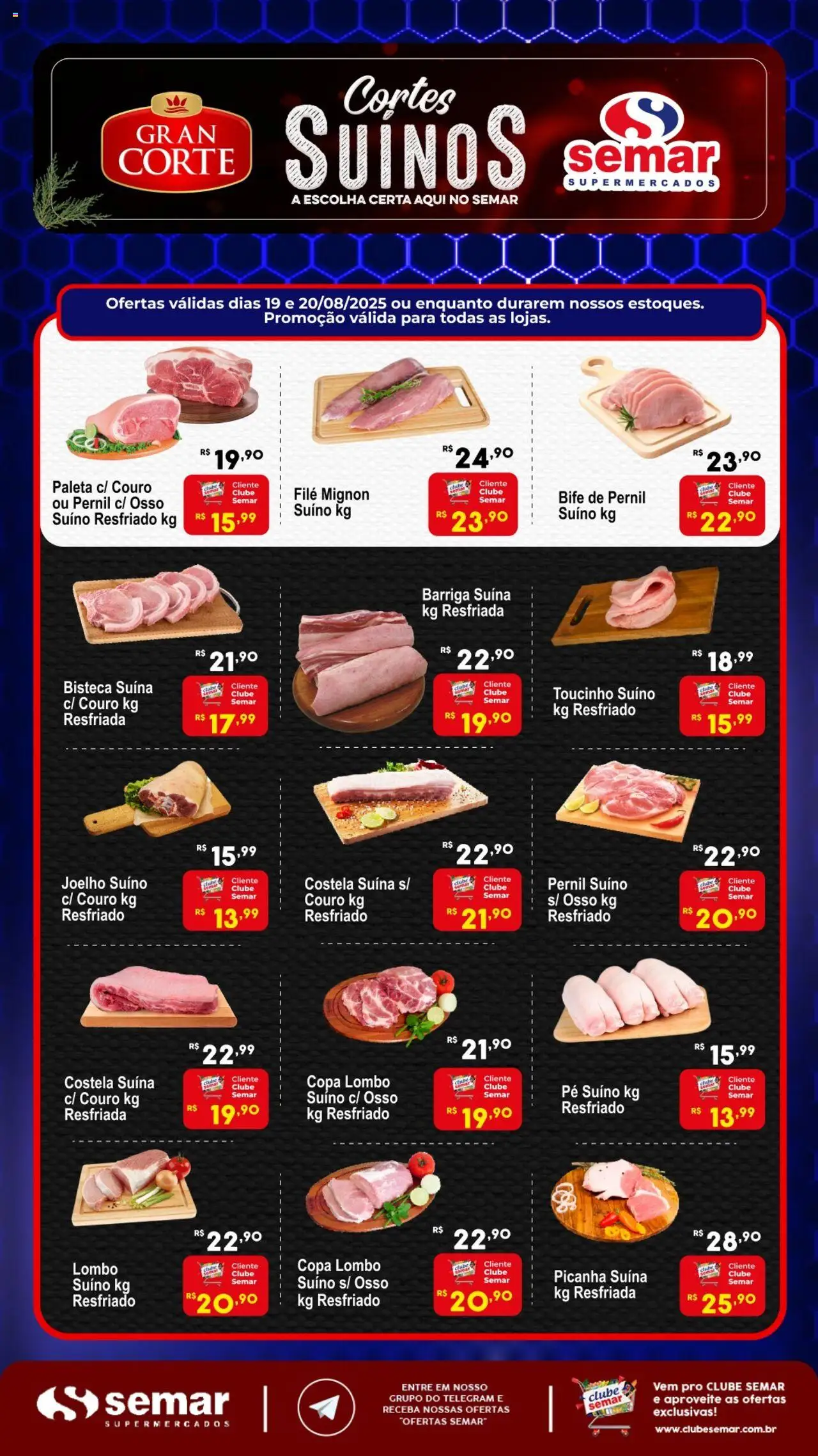 Semar Supermercado Folheto - válido de 19.08.2025 | Página: 3 | Produtos: Filé mignon, Picanha, Lombo, Pernil