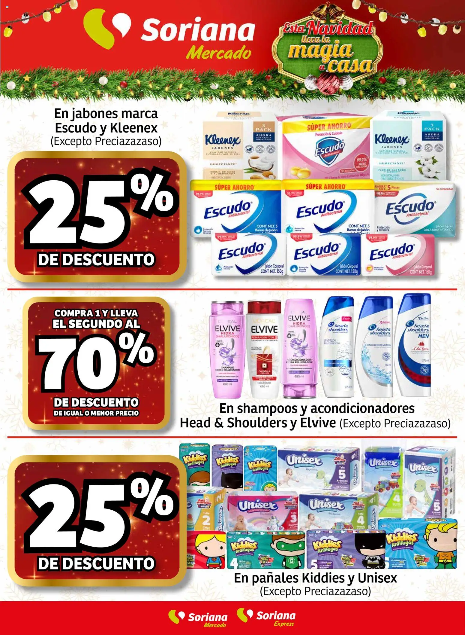 Nuevas ofertas de Soriana válidas en toda la República Mexicana desde el 28.11.2025. ¡Encuentra las mejores ofertas en Soriana - Fin de Semana Mercado: Coah, Chih y Dur! | Página: 5 | Productos: Crema, Pañales, Jabón