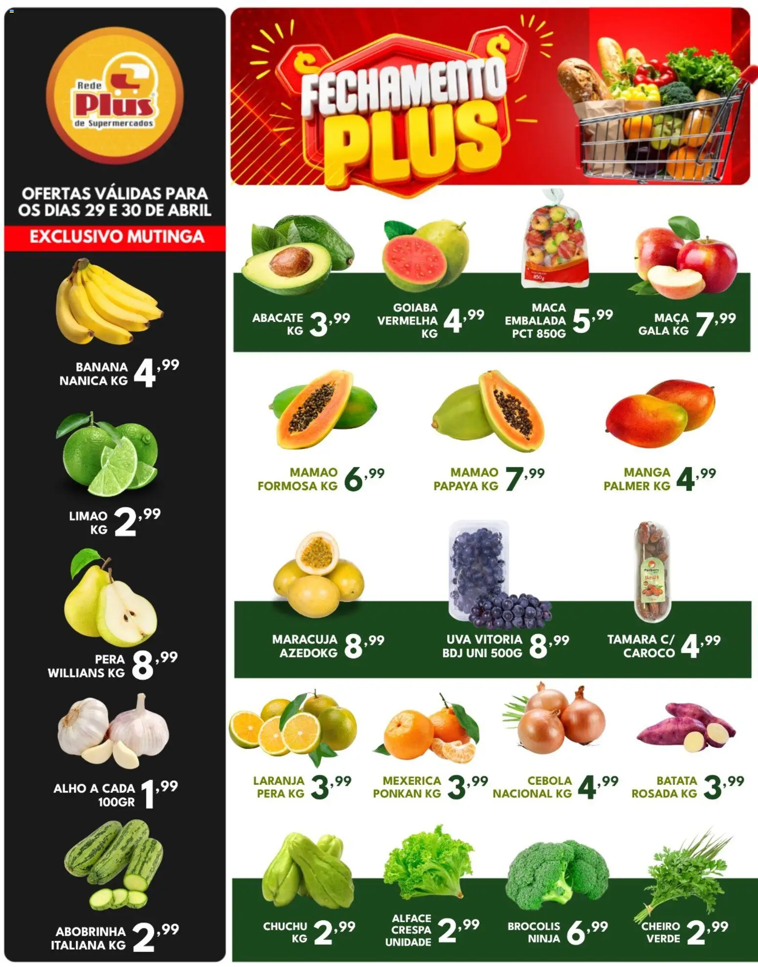 Rede Plus Supermercados Folheto - válido de 29.04.2026 | Página: 2 | Produtos: Mexerica, Pera, Abobrinha, Mamão