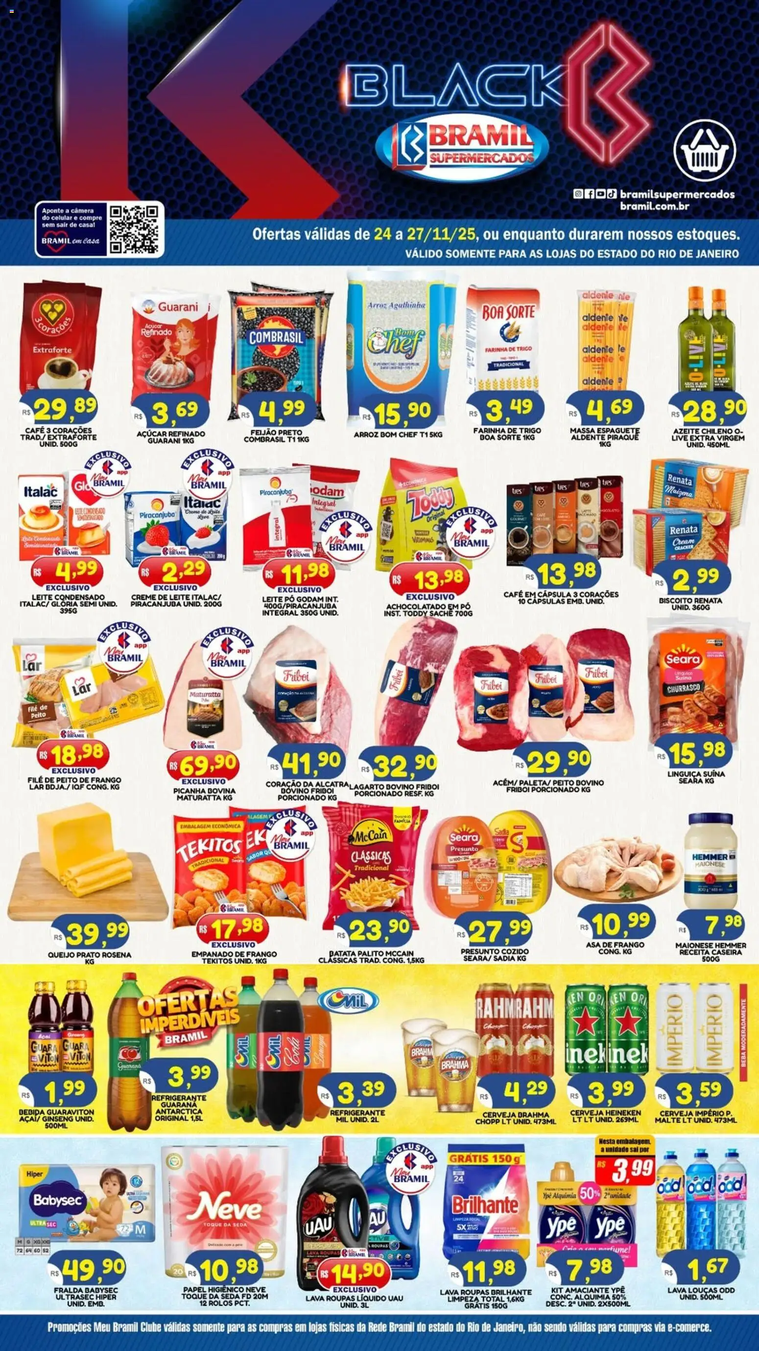 Bramil Supermercados Folheto - válido de 24.11.2025 | Página: 1 | Produtos: Espaguete, Roupas, Bebida, Amaciante