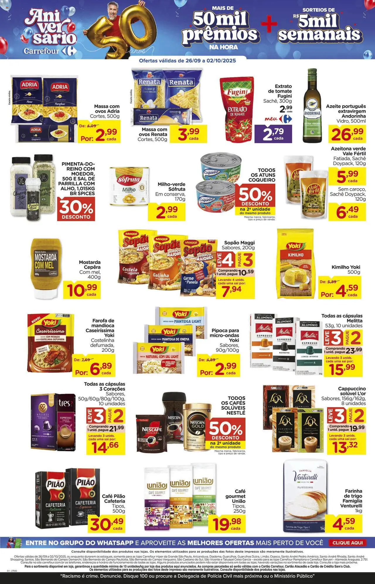 Carrefour Folheto - válido de 26.09.2025 | Página: 6 | Produtos: Mandioca, Capsulas 3 corações, Pimenta, Café solúvel