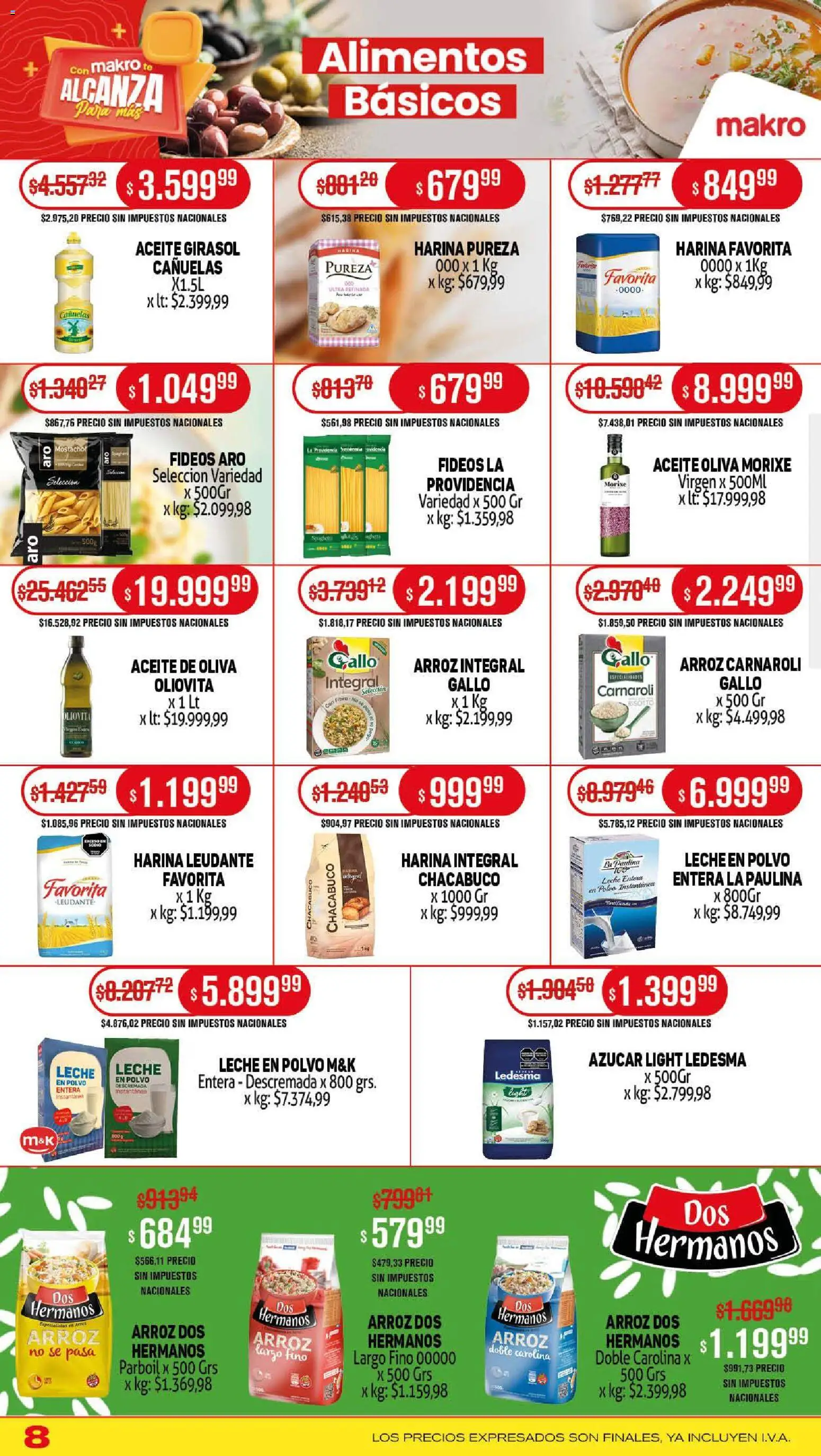 Makro ofertas │ válido desde el 13.11.2025 | Página: 8 | Productos: Harina, Azucar, Leche en polvo, Polvo