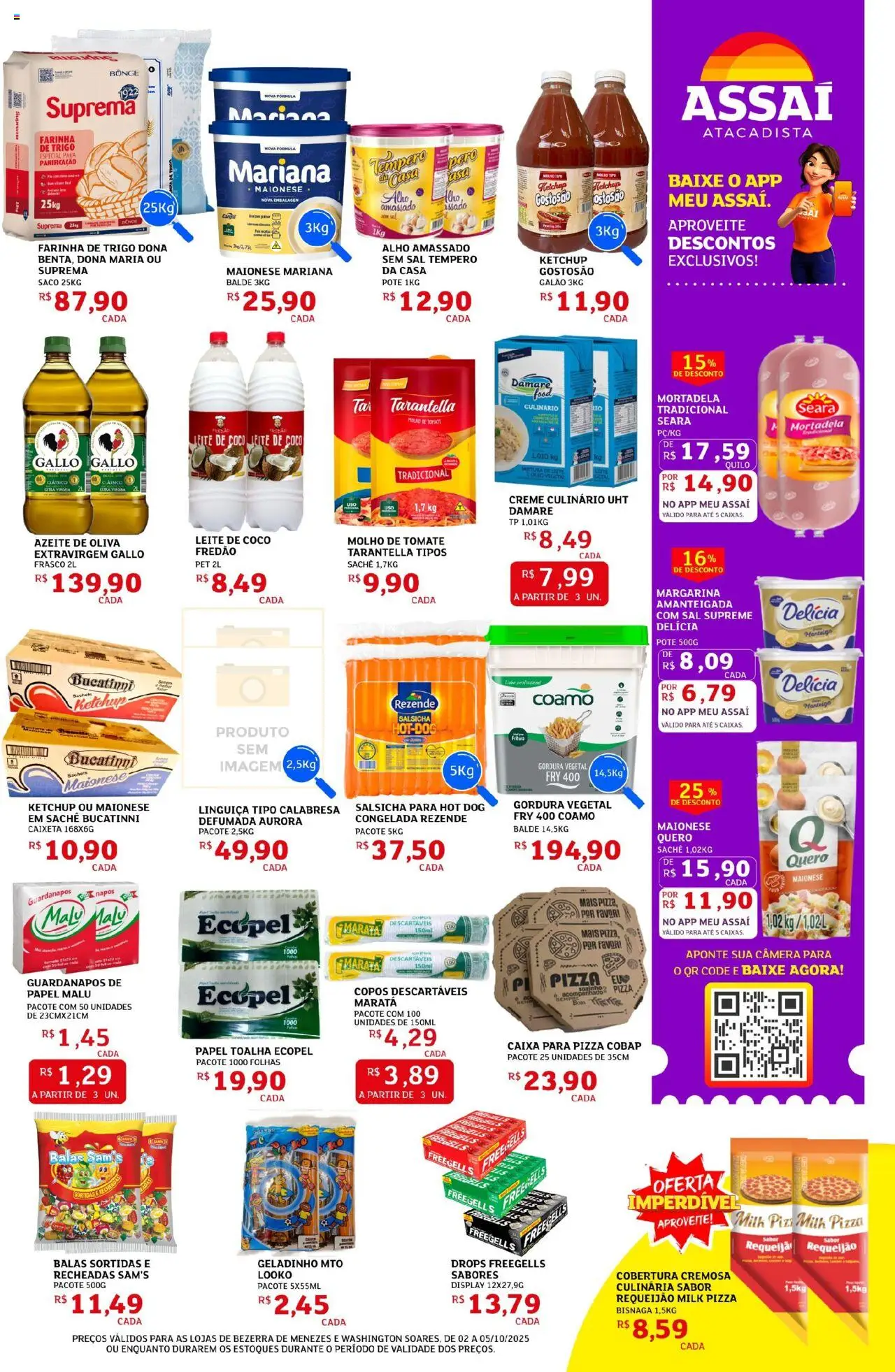 Assaí Atacadista Folheto - válido de 02.10.2025 | Página: 3 | Produtos: Farinha de trigo, Leite, Creme, Leite de coco