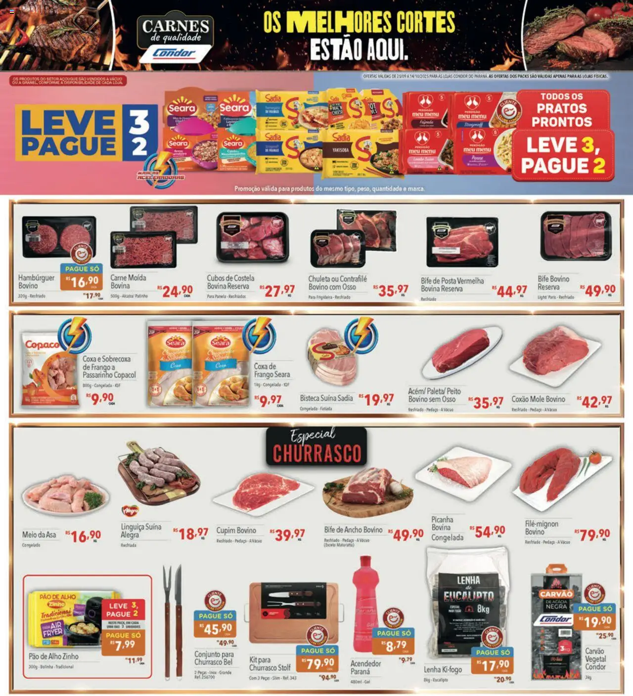 Supermercados Condor Folheto - válido de 25.09.2025 | Página: 16 | Produtos: Picanha, Carne, Hambúrguer, Frango