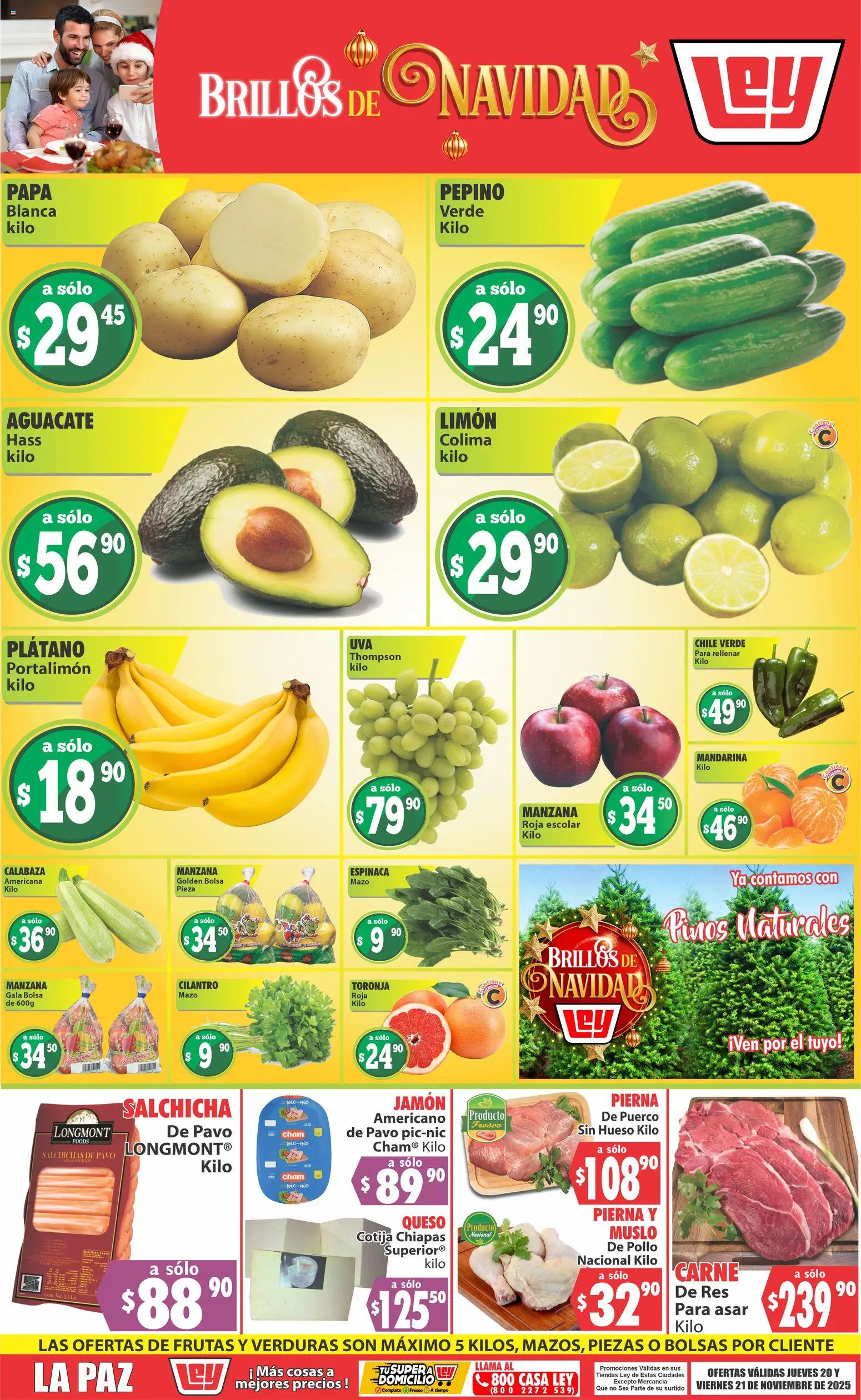 Nuevas ofertas de Casa Ley válidas en toda la República Mexicana desde el 20.11.2025. ¡Encuentra las mejores ofertas en Casa Ley folleto Las ofertas de frutas y verduras! | Página: 1 | Productos: Pollo, Manzana, Limón, Res