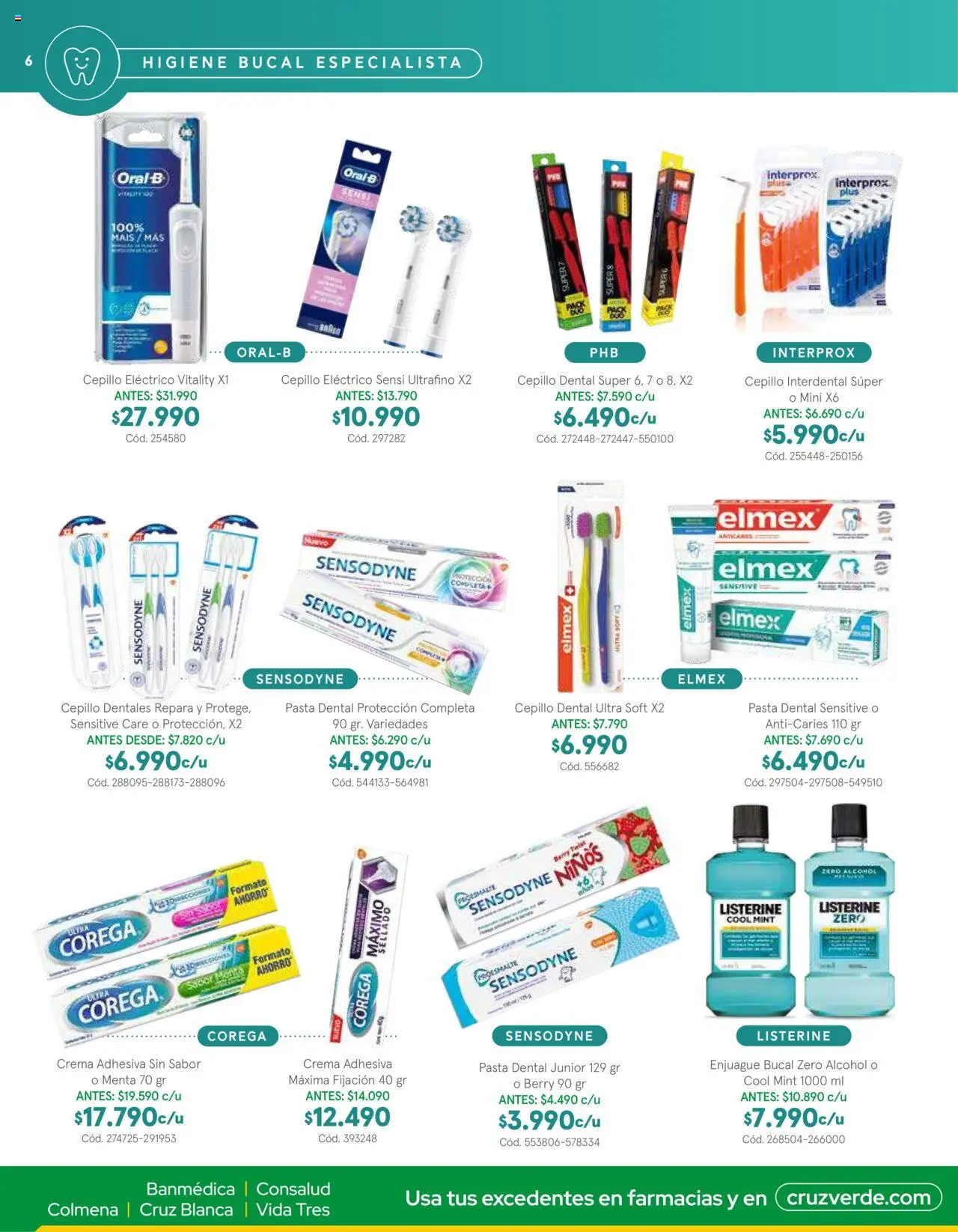 Belleza y Cuidado Personal Cruz Verde │ válido desde el 01.10.2025 | Página: 6 | Productos: Pasta dental, Enjuague bucal, Pasta, Crema