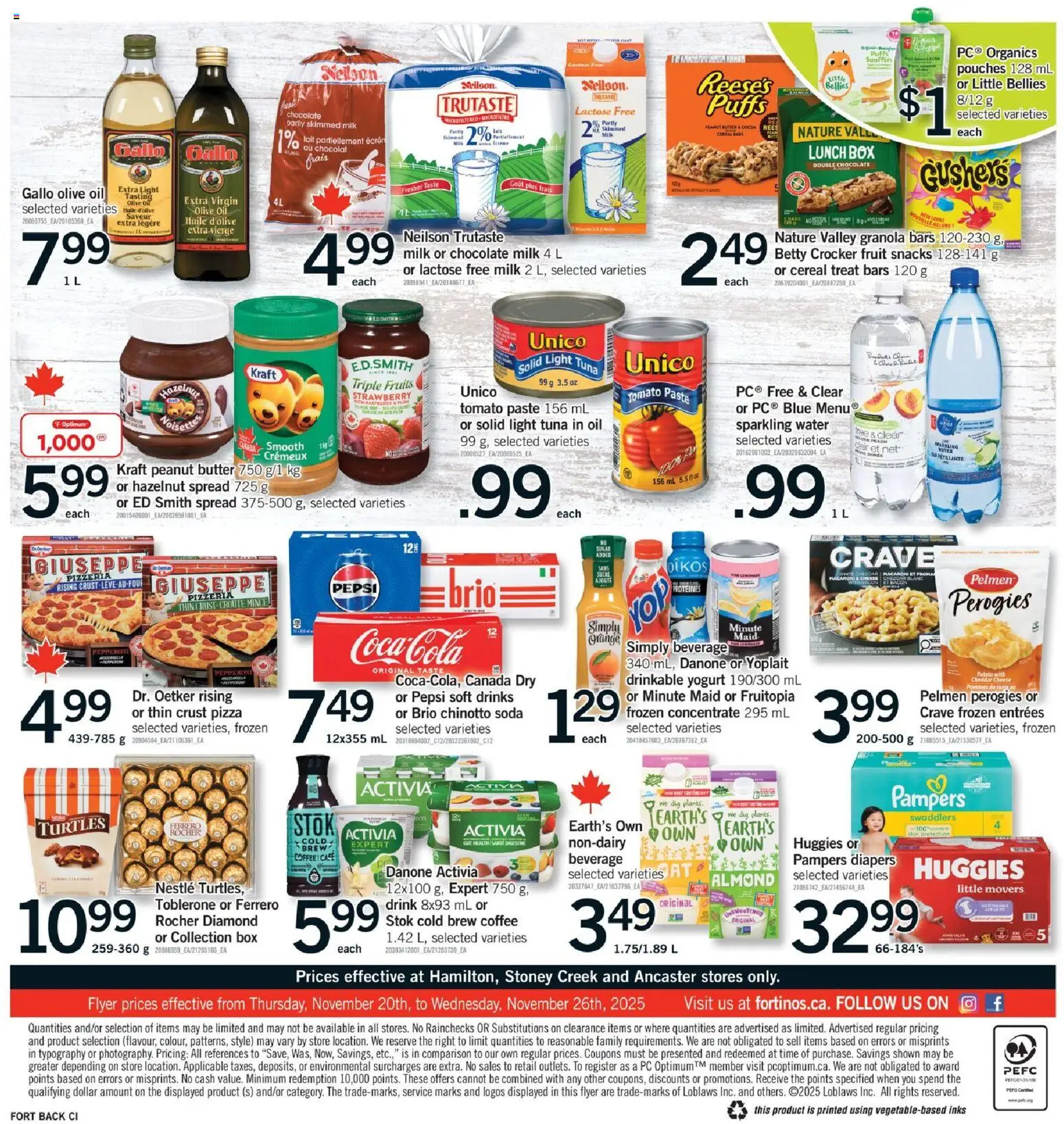 Fortinos flyer valid from 20.11.2025 | Page: 2 | Products: Milk, Cheese, Yogurt, Oil