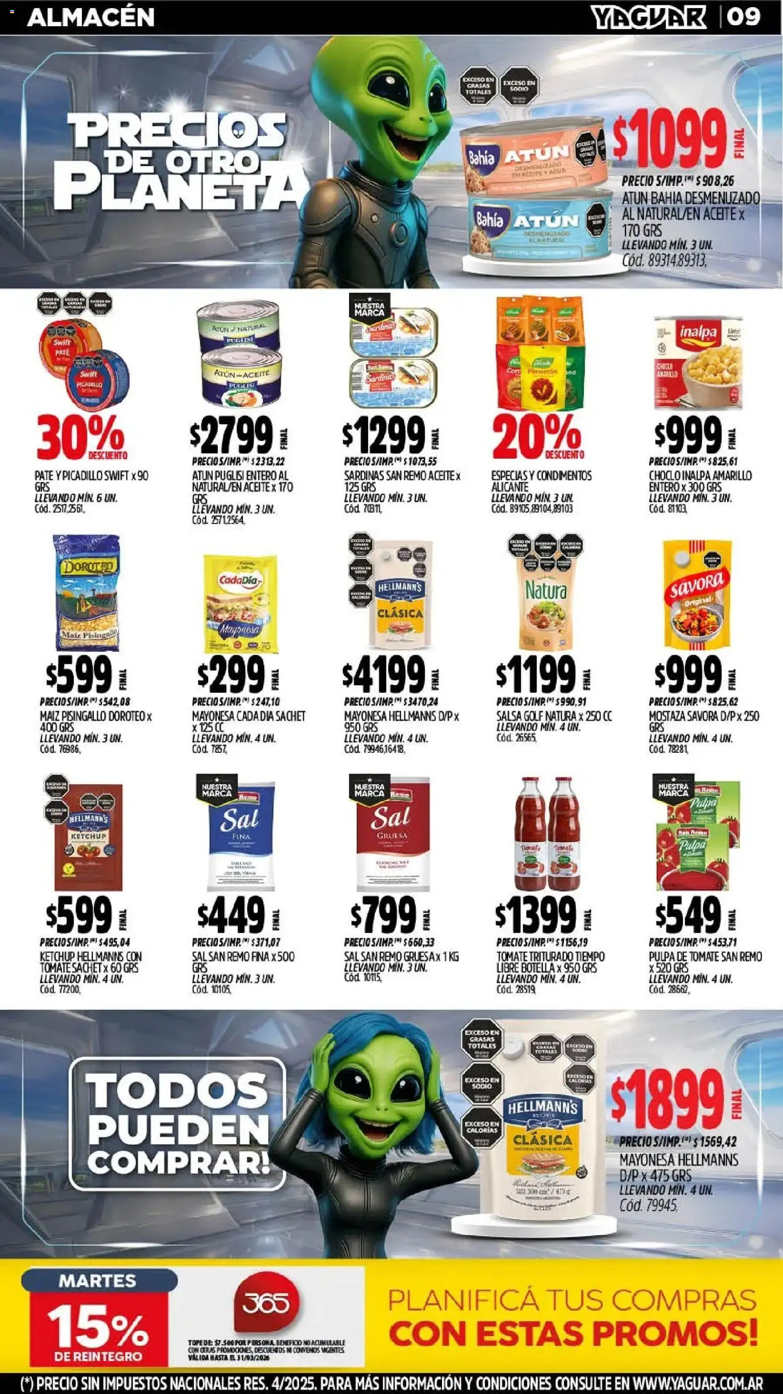 Yaguar - Oferta Semanal Córdoba │ válido desde el 02.03.2026 | Página: 9 | Productos: Mayonesa, Sal, Atún, Tomate