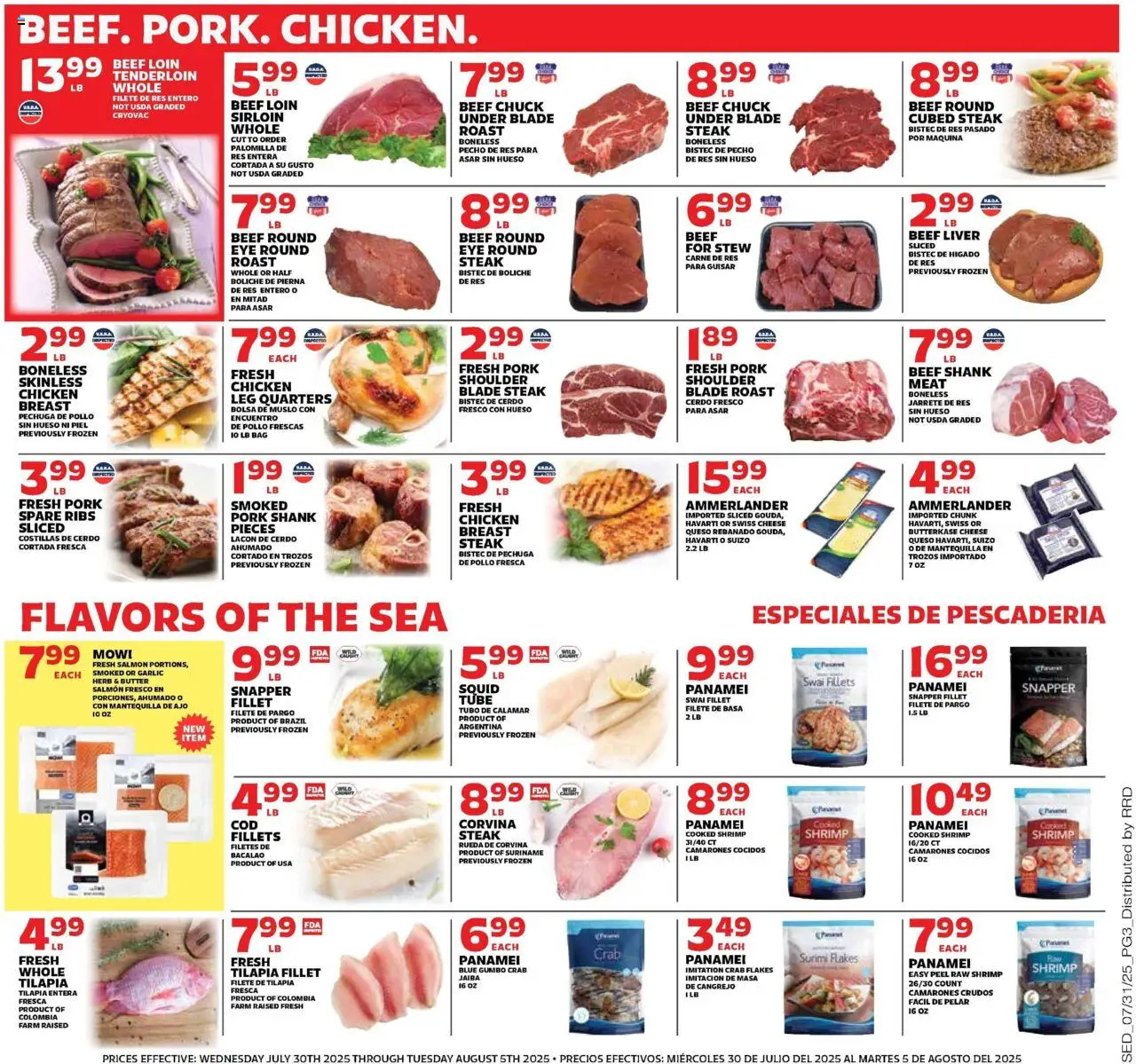 Sedano's Weekly Ad - valid from 30.07.2025 | Page: 3 | Products: Butter, Cheese, Beef, Flakes