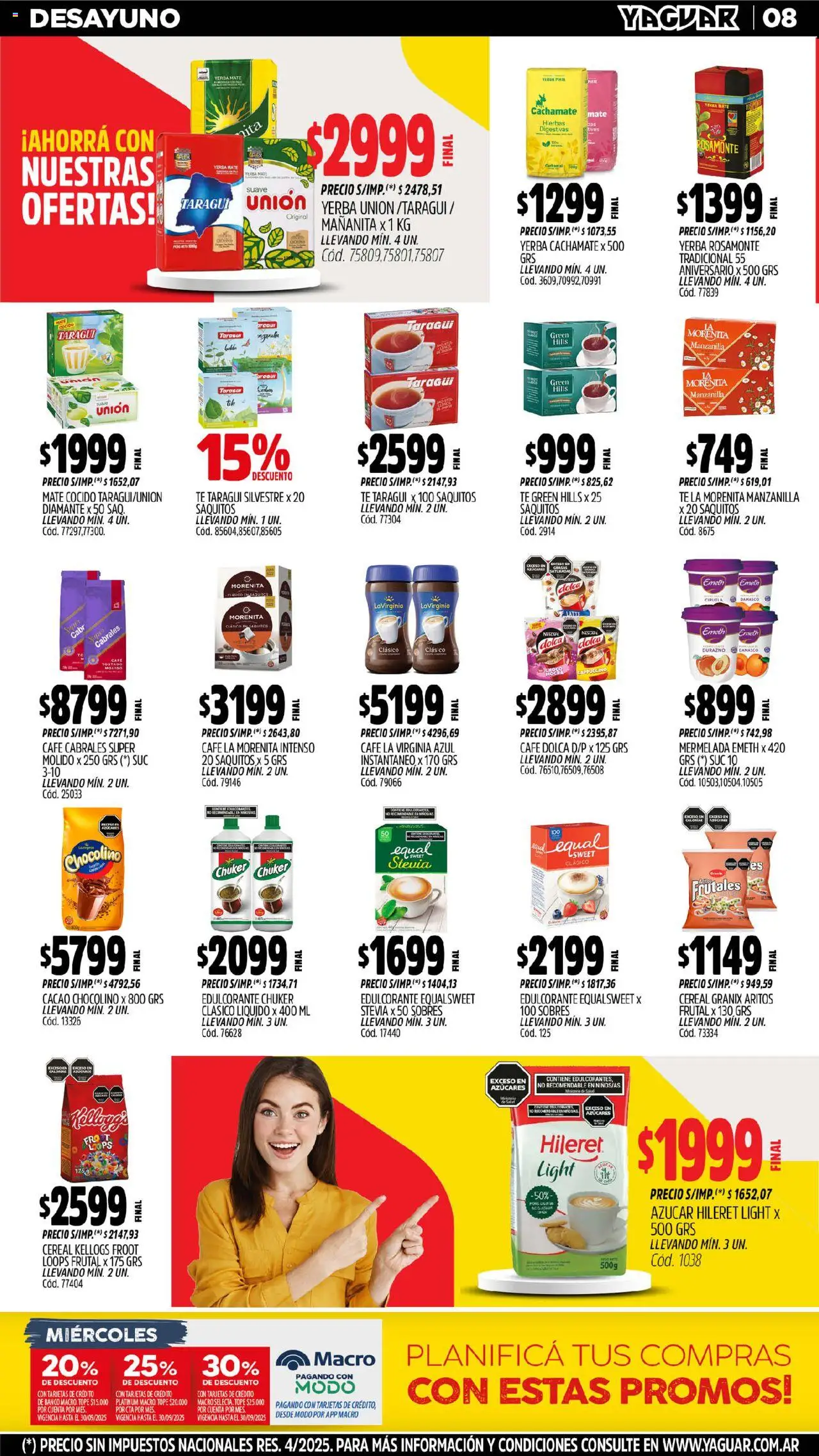 Yaguar - Mendoza │ válido desde el 08.09.2025 | Página: 9 | Productos: Mate, Peso, Azucar, Edulcorante