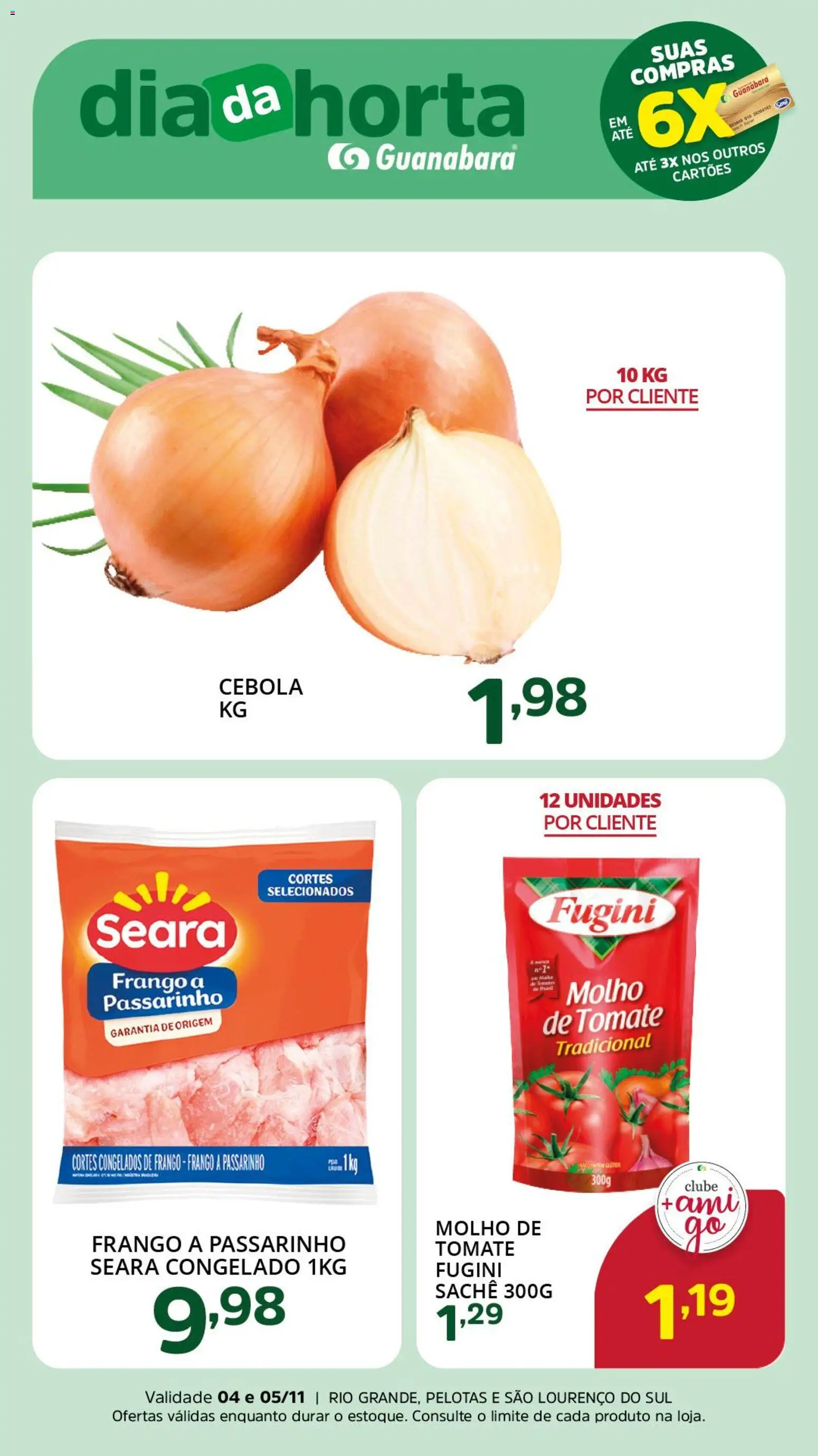 Supermercado Guanabara Folheto - válido de 04.11.2025 | Página: 1 | Produtos: Cebola, Molho de tomate, Frango