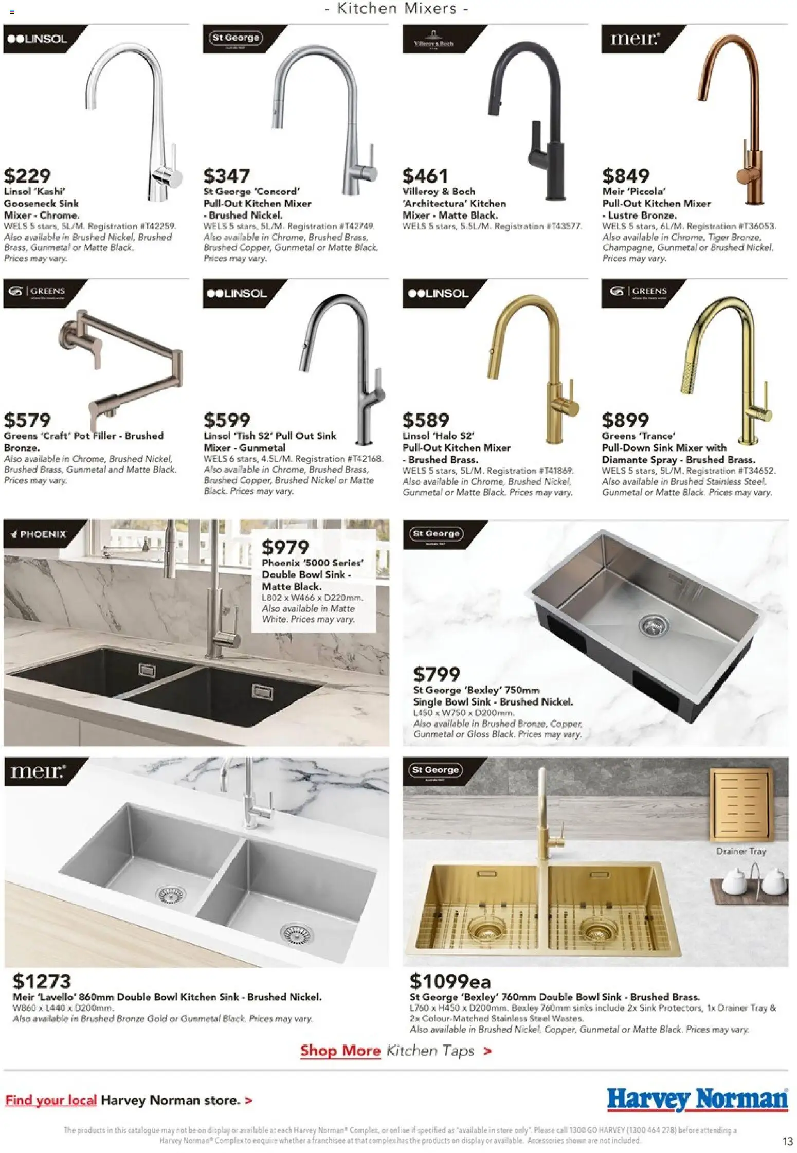 Harvey Norman catalogue - valid from 08.04.2026 | Page: 13 | Products: Sink, Greens, Accessories, Mixer
