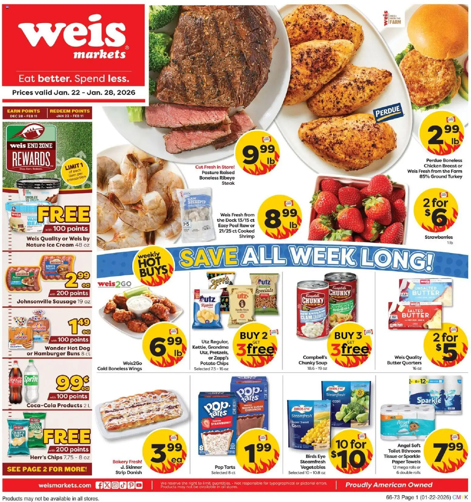 Weis Weekly Circular - NJ - valid from 22.01.2026 | Page: 1 | Products: Chocolate, Chips, Cream, Sugar