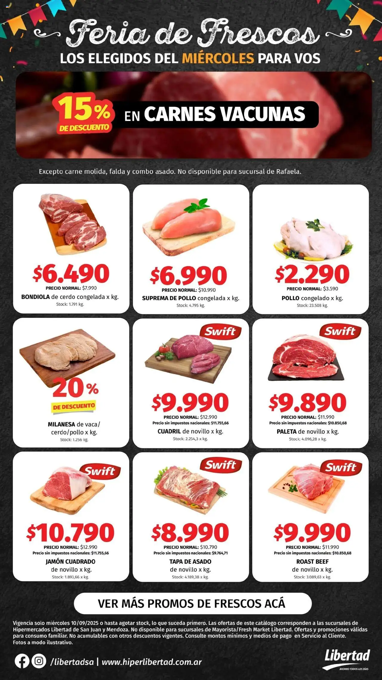 Hipermercado Libertad - Feria de Frescos - CUYO │ válido desde el 10.09.2025 | Página: 2 | Productos: Pollo, Milanesa, Paleta, Cerdo