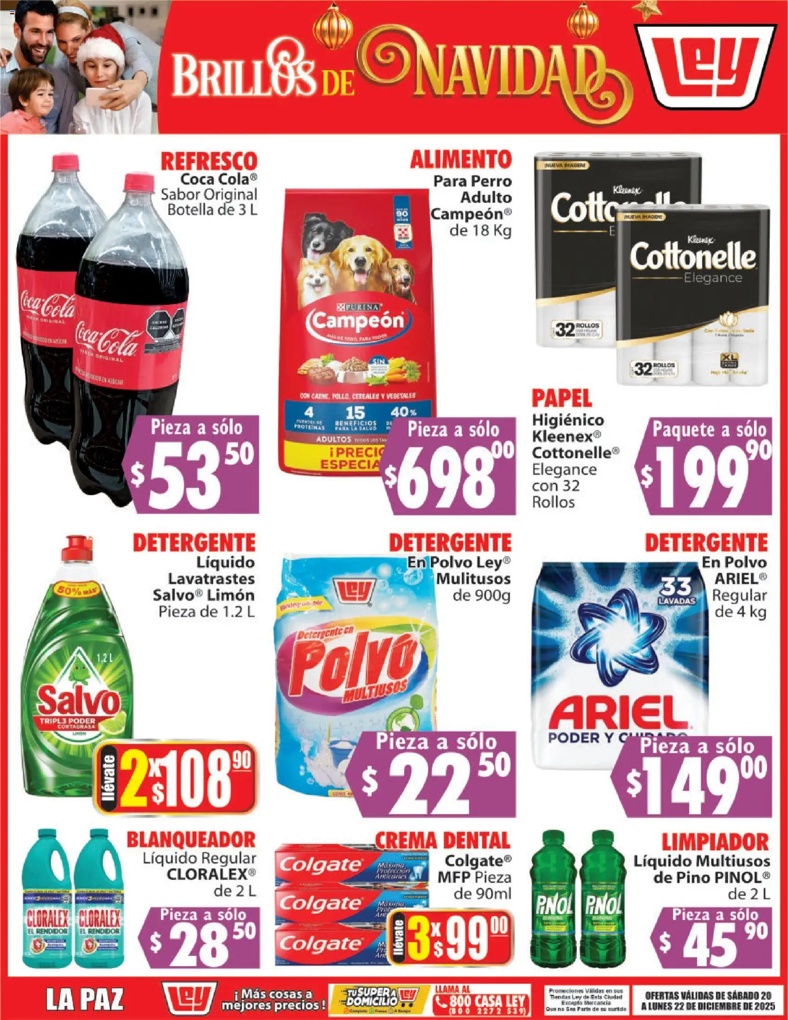 Nuevas ofertas de Casa Ley válidas en toda la República Mexicana desde el 20.12.2025. ¡Encuentra las mejores ofertas en Casa Ley folleto Brillos de Navidad! | Página: 4 | Productos: Detergente, Refresco, Crema, Polvo