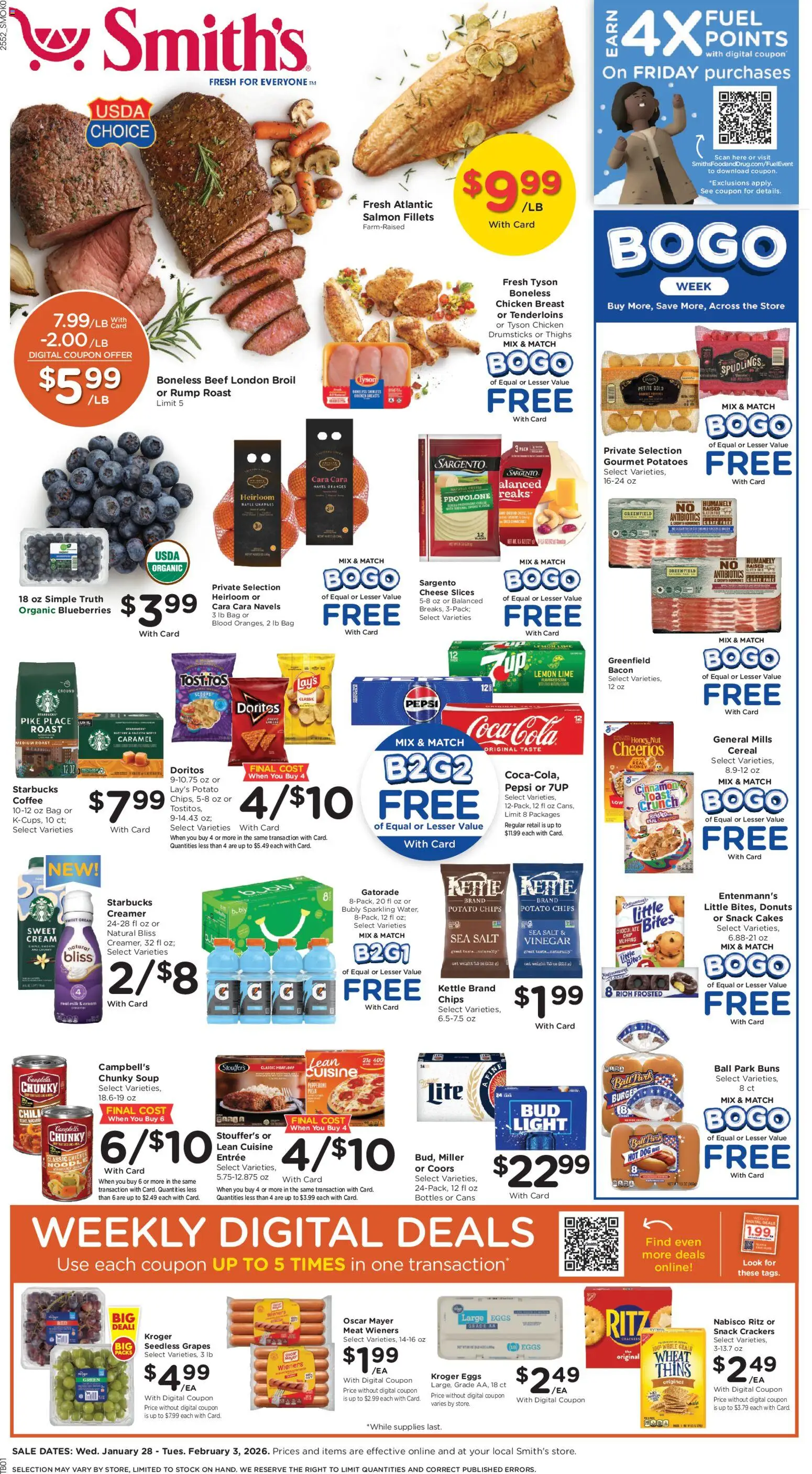 Smith's Weekly Ad - WY - valid from 28.01.2026 | Page: 1 | Products: Milk, Cream, Salt, Bag