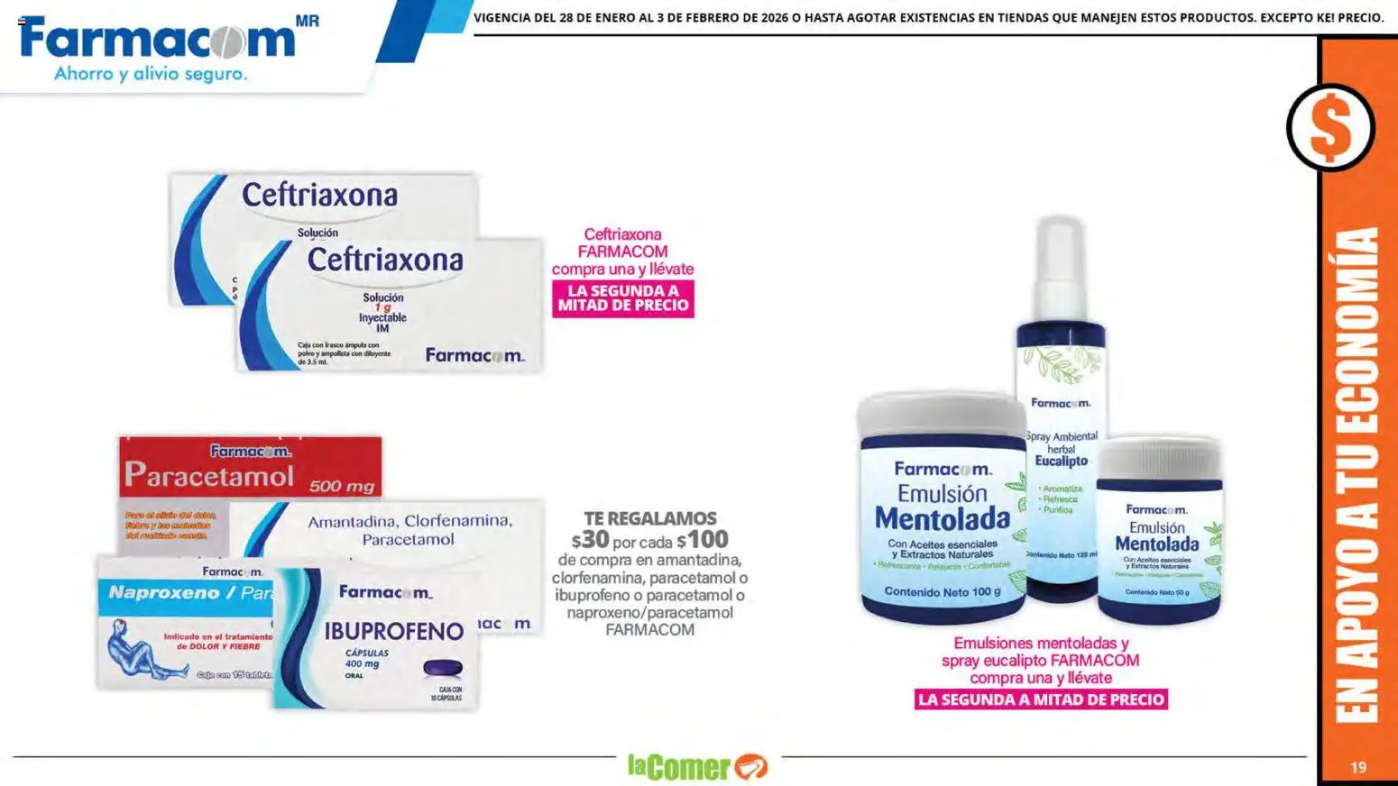 Nuevas ofertas de La Comer válidas en toda la República Mexicana desde el 28.01.2026. ¡Encuentra las mejores ofertas en La Comer folleto! | Página: 19 | Productos: Emulsión, Té, Caja, Polvo