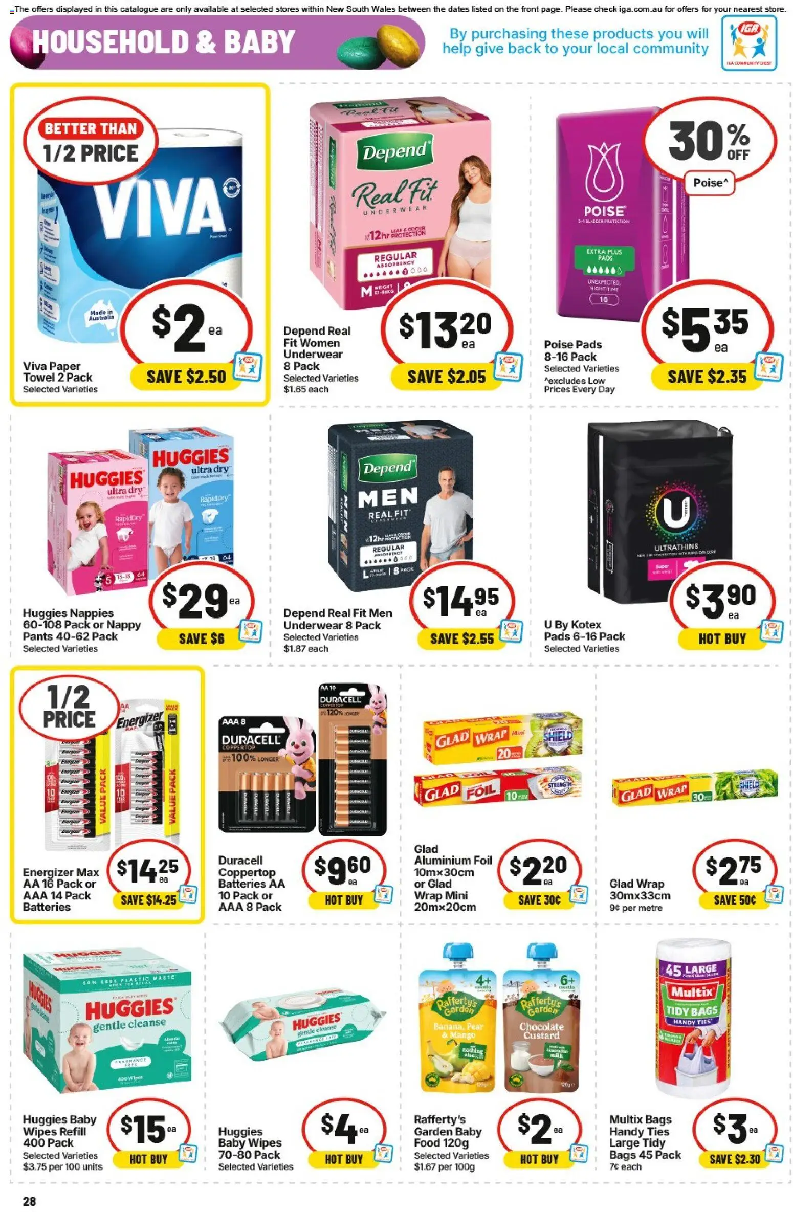IGA catalogue - valid from 01.04.2026 | Page: 31 | Products: Household, Chocolate, Pear, Batteries