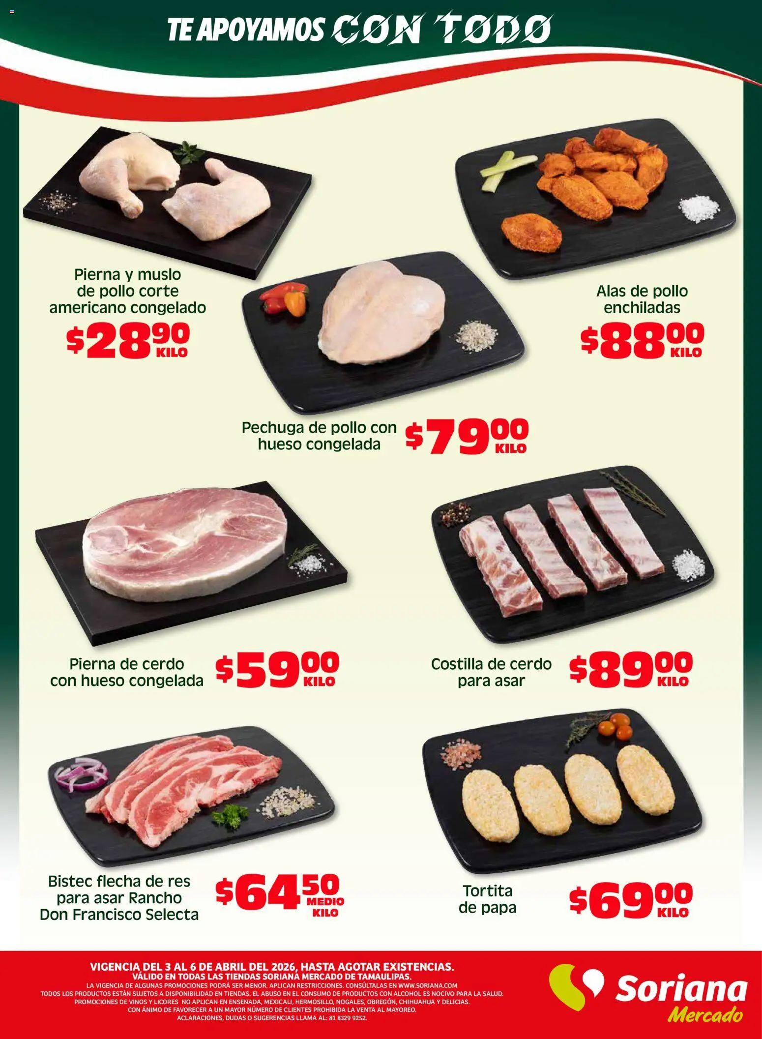 Nuevas ofertas de Soriana válidas en toda la República Mexicana desde el 03.04.2026. ¡Encuentra las mejores ofertas en Soriana Fin de Semana Mercado: Tamaulipas! | Página: 4 | Productos: Papa, Cerdo, Res, Té
