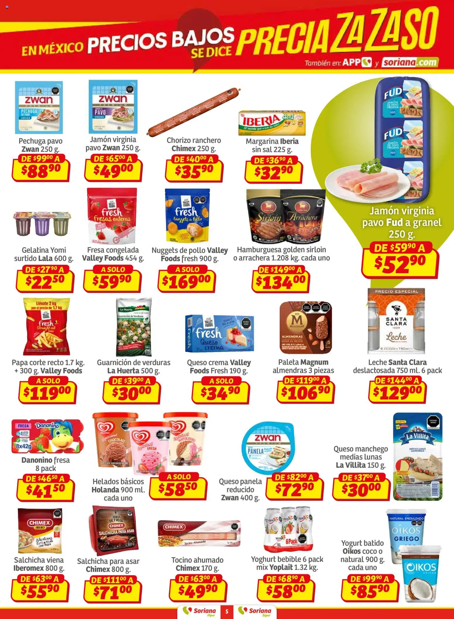 Nuevas ofertas de Soriana válidas en toda la República Mexicana desde el 30.01.2026. ¡Encuentra las mejores ofertas en Soriana - Preciazazaso Súper: Frontera Chih, Coah, Tamaulipas! | Página: 5 | Productos: Almendras, Papa, Tocino, Fresas