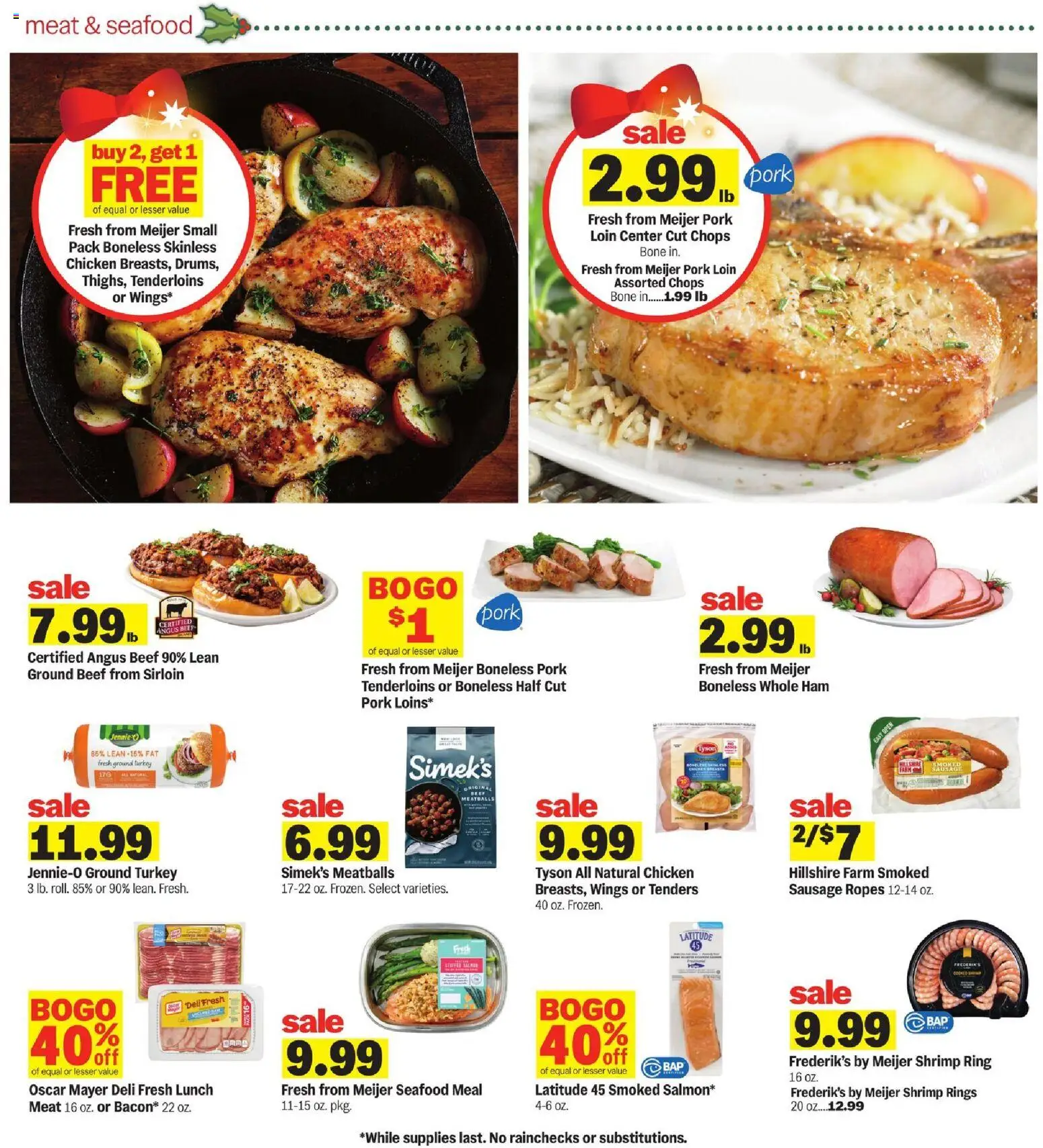 Meijer Weekly Ad - valid from 28.11.2025 | Page: 5 | Products: Ham, Pork, Beef, Seafood