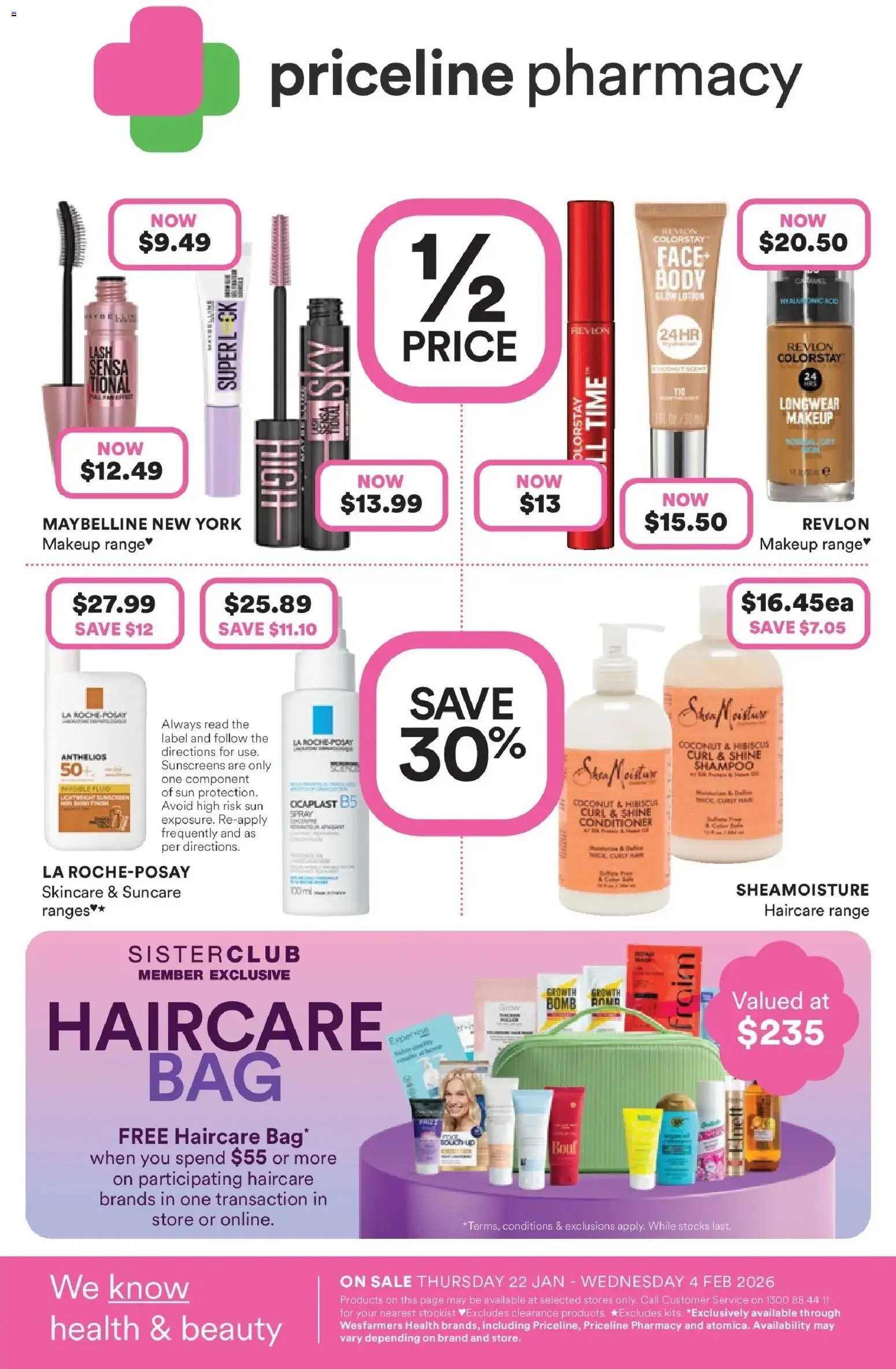 Priceline Pharmacy catalogue - valid from 22.01.2026 | Page: 1 | Products: Shampoo, Conditioner, Makeup, Curly