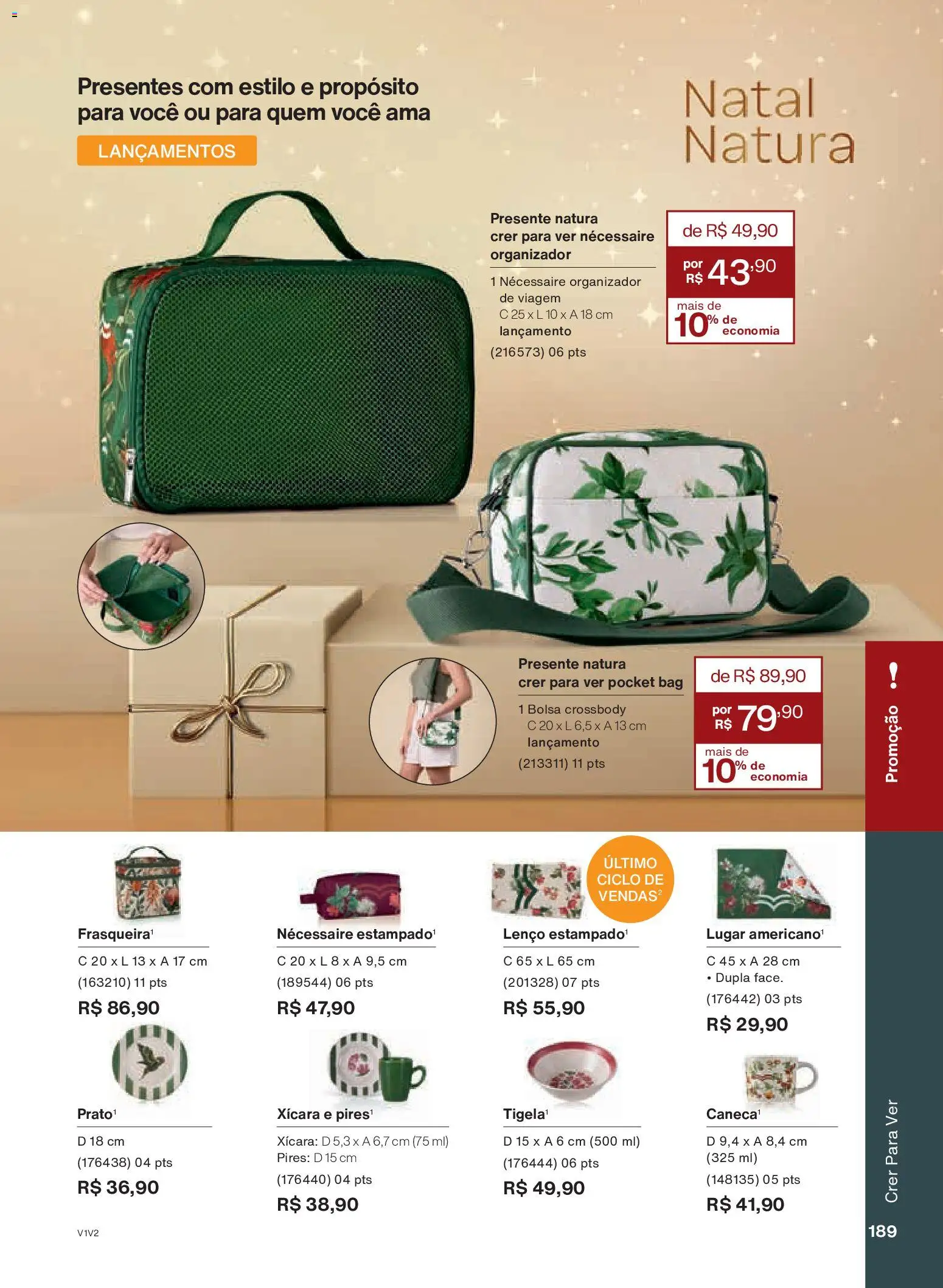 Natura Folheto - válido de 26.11.2025 | Página: 189 | Produtos: Organizador, Lenço, Necessaire, Bolsa