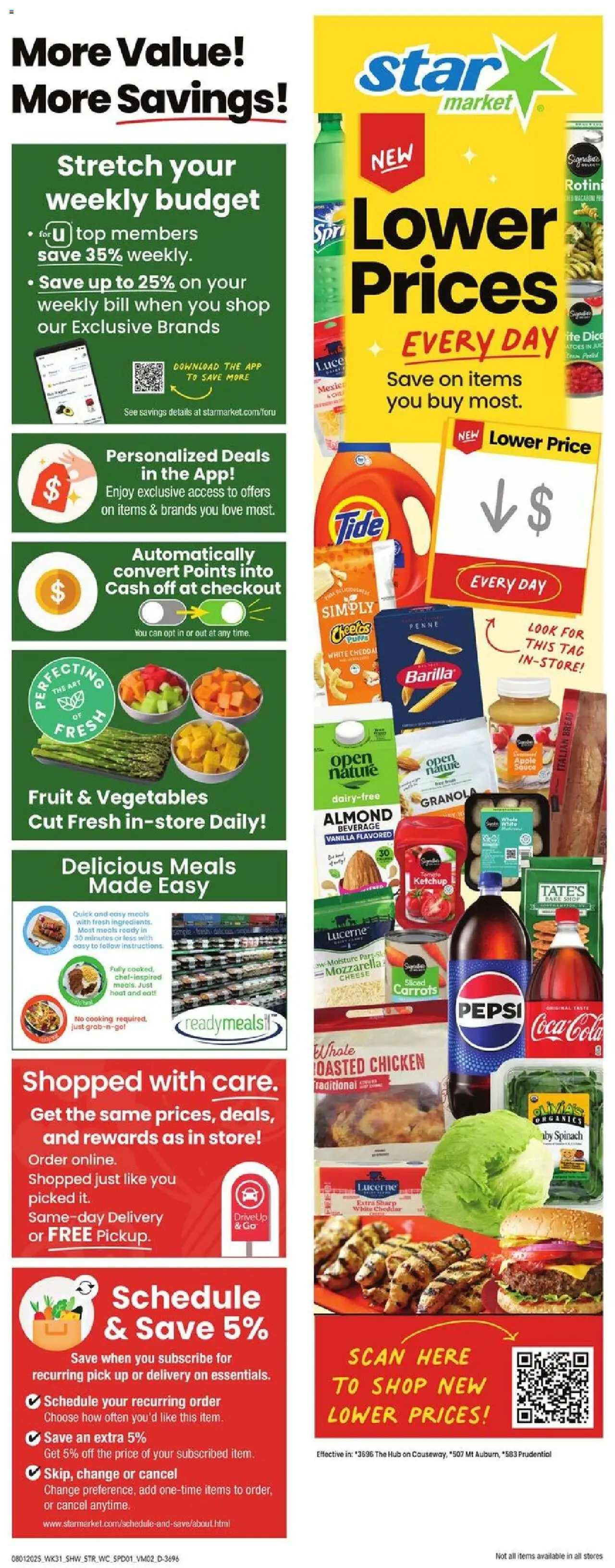 Star Market Weekly Ad - MA - valid from 01.08.2025 | Page: 1 | Products: Spinach, Ketchup, Vegetables, Sauce