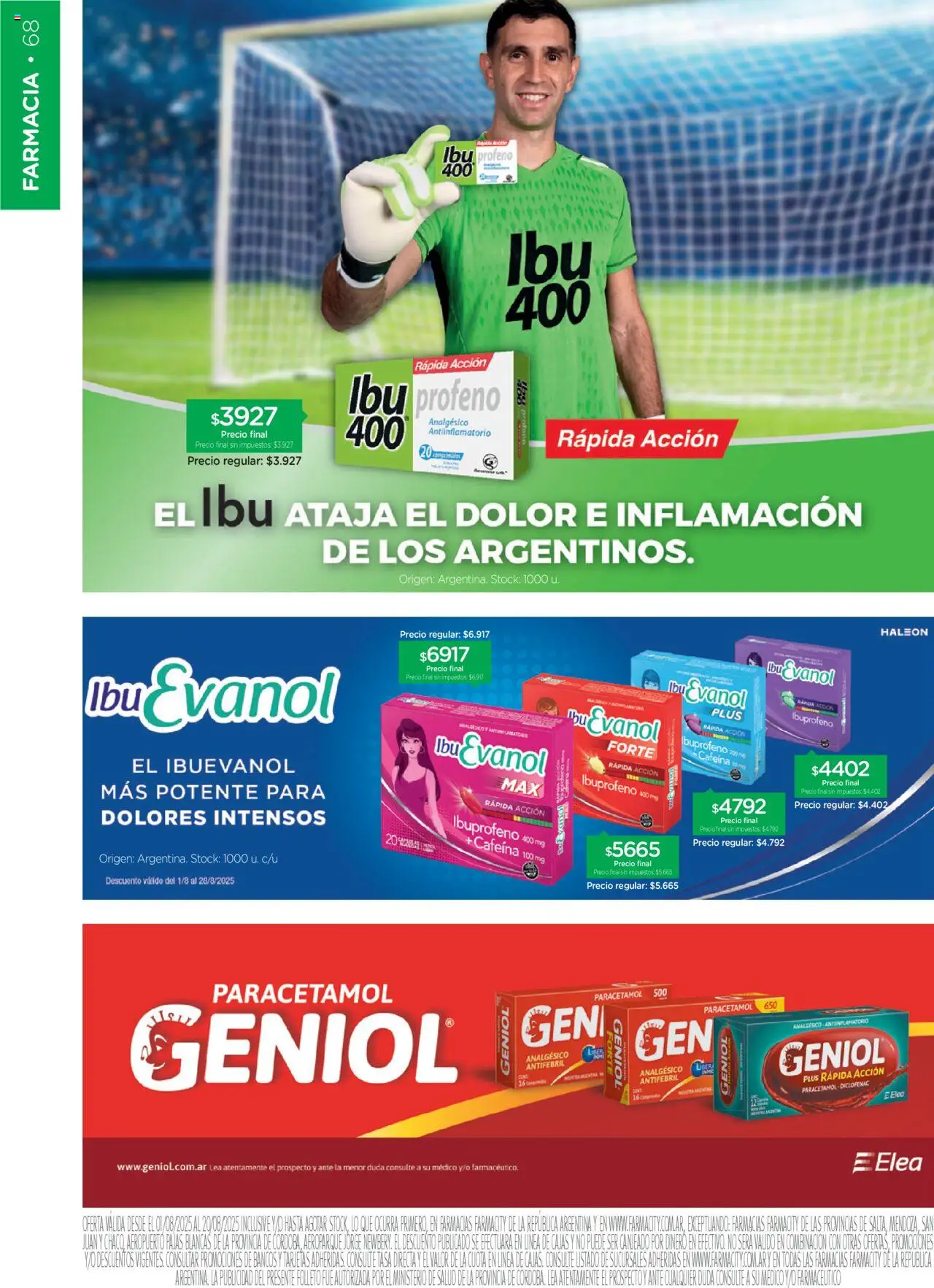 Farmacity catálogo │ válido desde el 01.08.2025 | Página: 68 | Productos: Analgésico, Antiinflamatorio