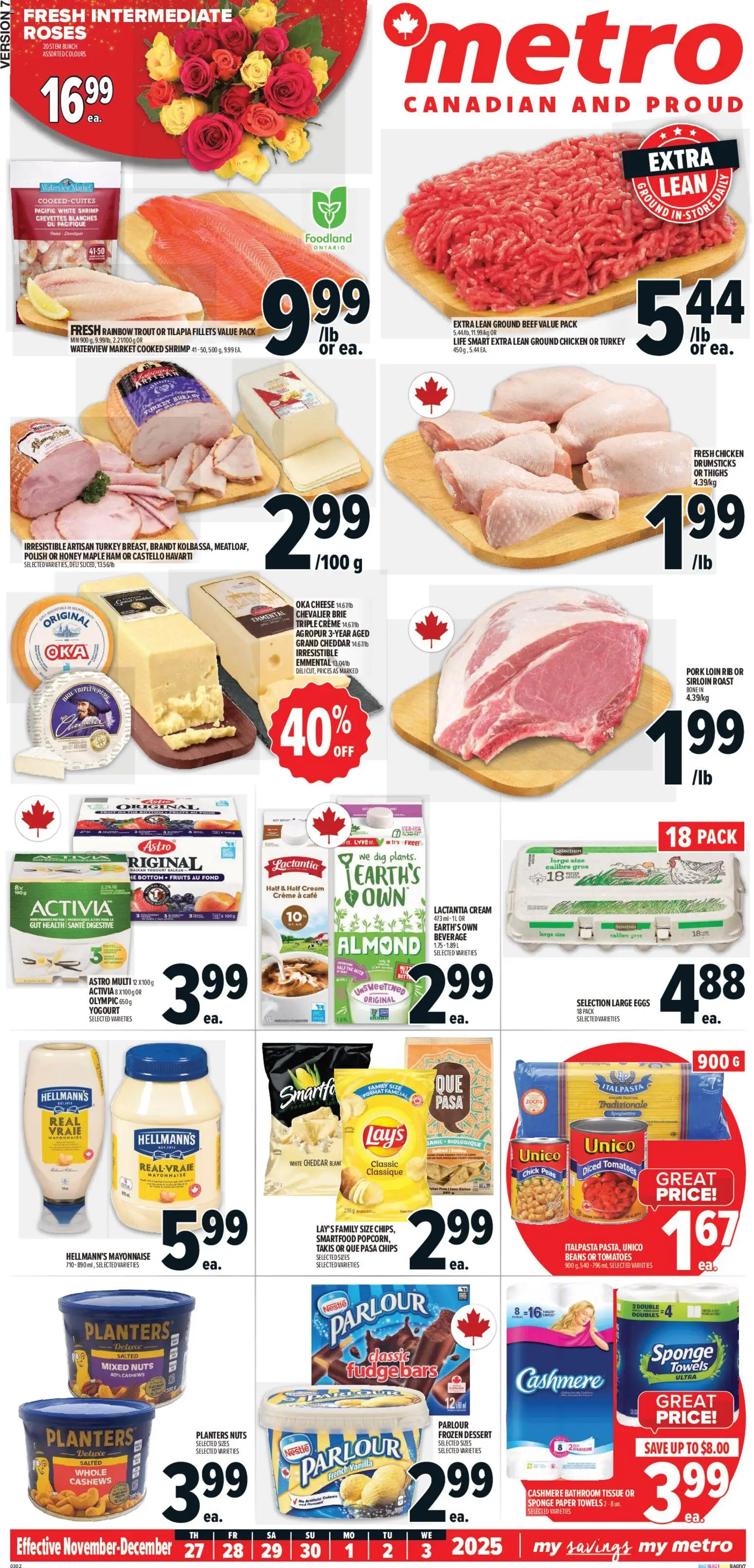 Metro flyer valid from 27.11.2025 | Page: 2 | Products: Cream, Turkey, Cheese, Pork