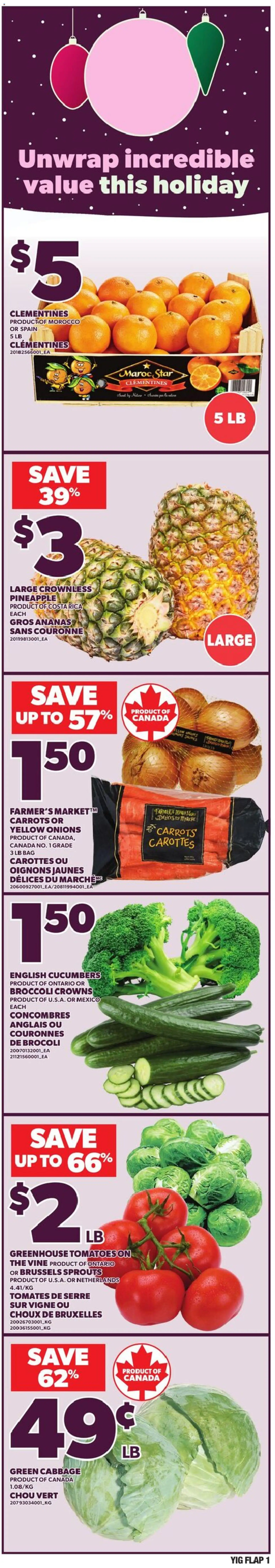 Independent Grocer flyer valid from 18.12.2025 | Page: 1 | Products: Pineapple, Cucumbers, Bag, Tomatoes