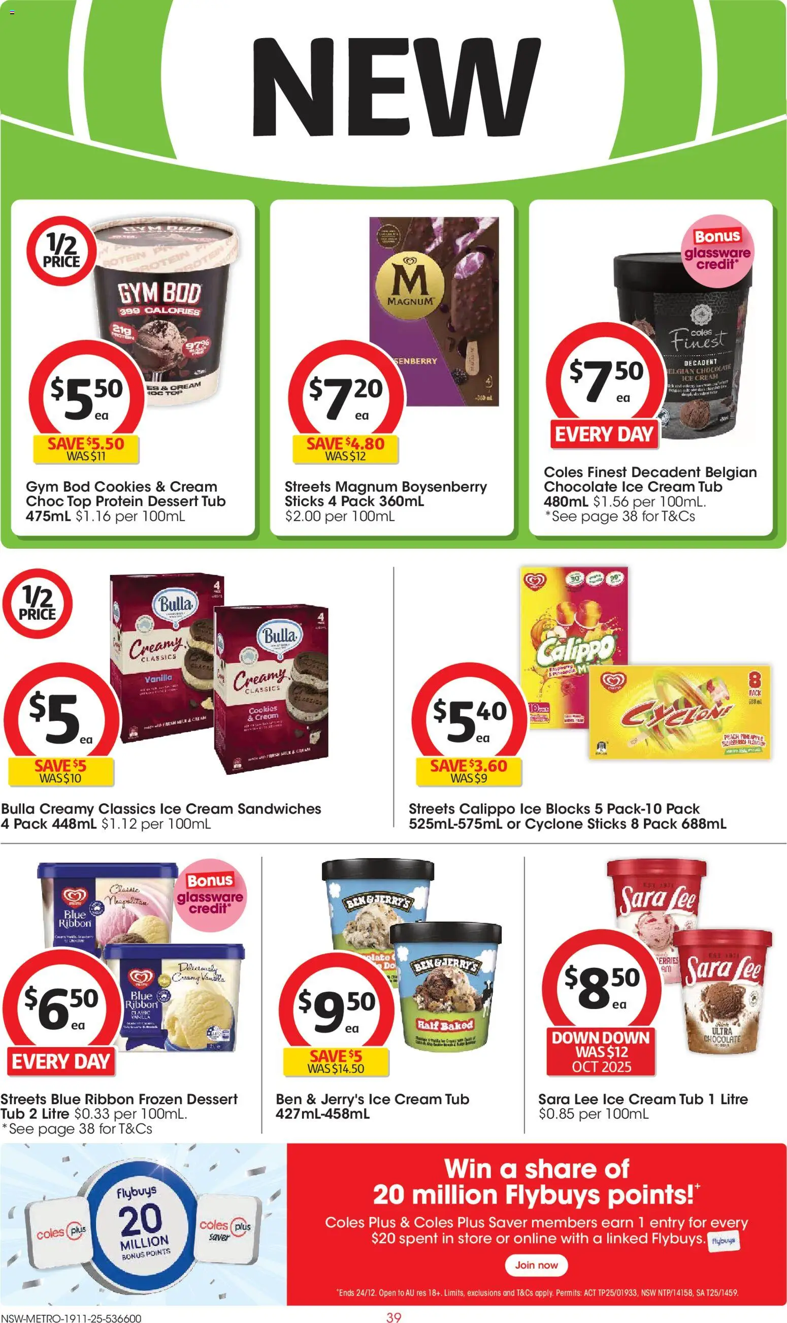 Coles catalogue - valid from 19.11.2025 | Page: 39 | Products: Milk, Chocolate, Ice cream, Peach