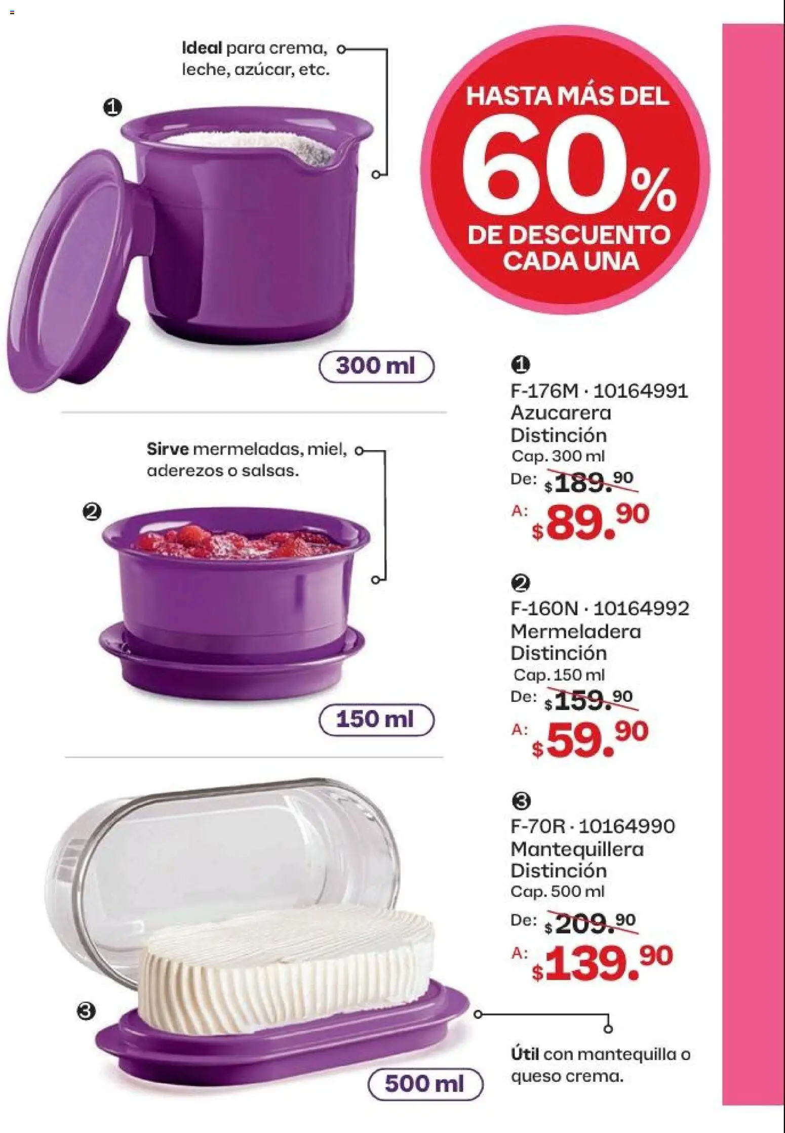 Nuevas ofertas de Tupperware válidas en toda la República Mexicana desde el 20.04.2026. ¡Encuentra las mejores ofertas en Tupperware catálogo! | Página: 31 | Productos: Mantequilla, Queso, Azucarera