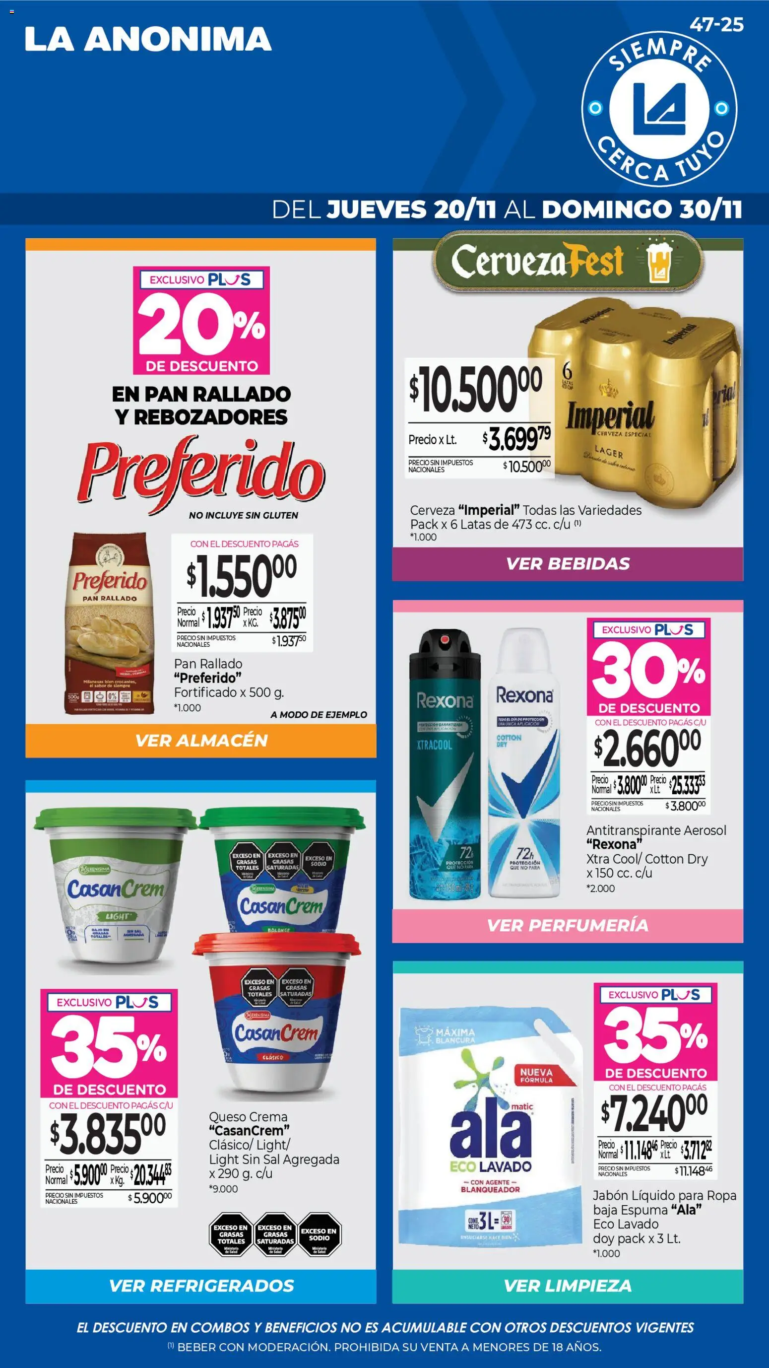 La Anonima catálogo │ válido desde el 20.11.2025 | Página: 1 | Productos: Jabón líquido, Queso crema, Ropa, Queso