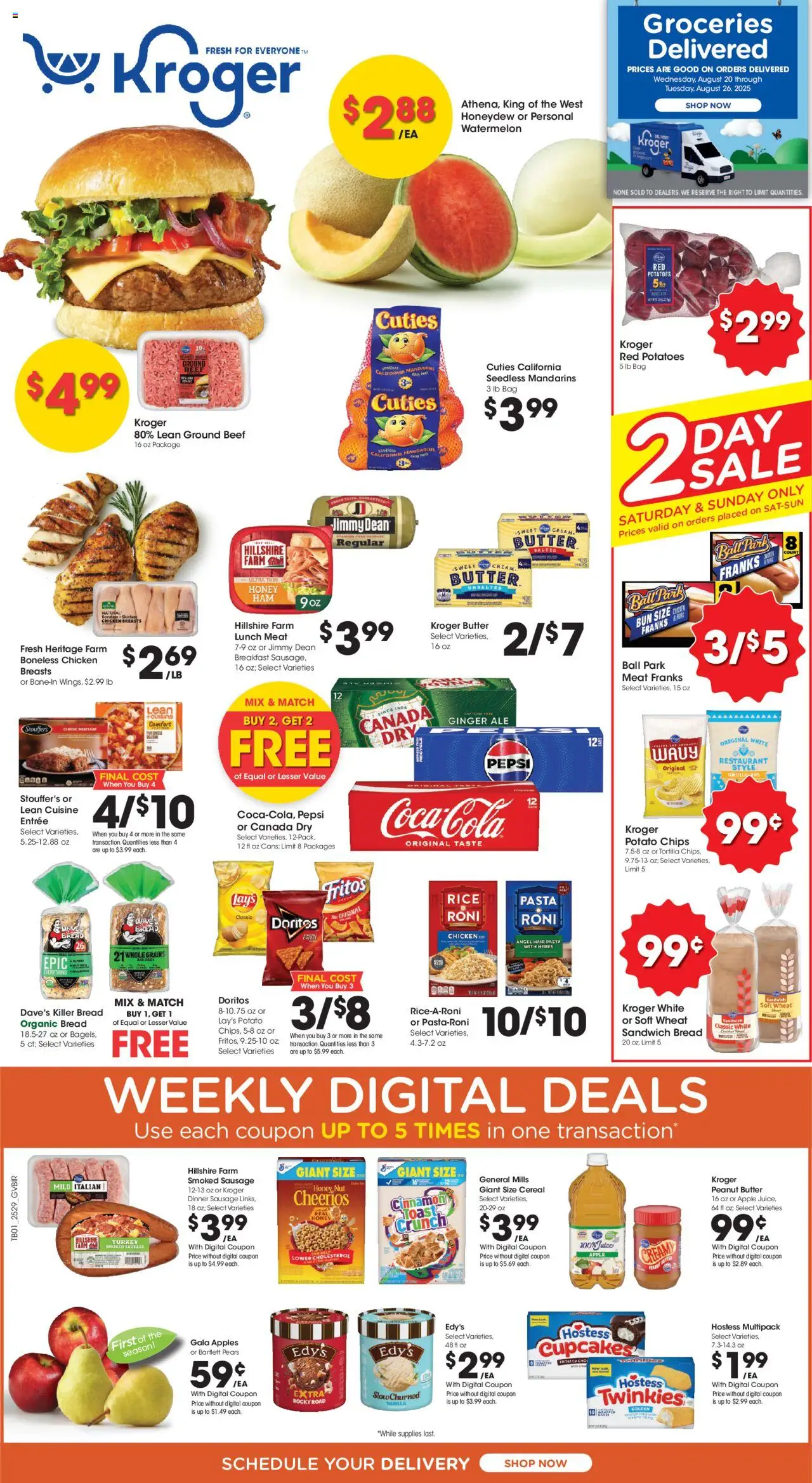 Kroger Ocado FC04 - OH - valid from 20.08.2025 | Page: 1 | Products: Bread, Juice, Beef, Bag