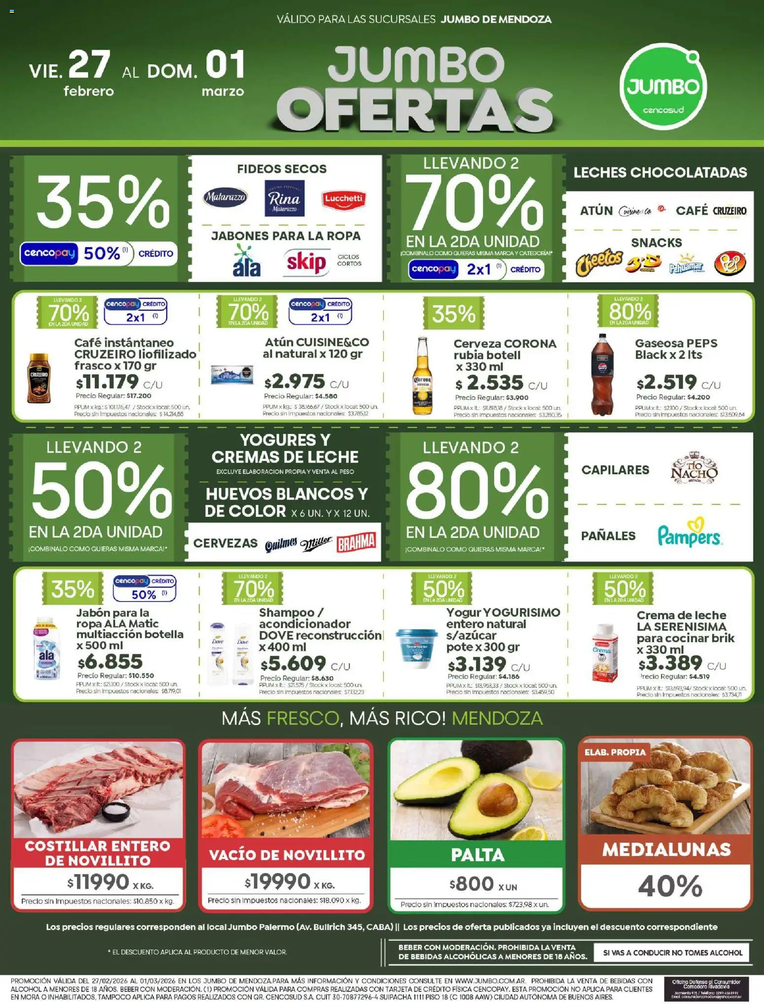 Jumbo - Ofertas | Mendoza │ válido desde el 27.02.2026 | Página: 1 | Productos: Gaseosa, Frasco, Ropa, Palta