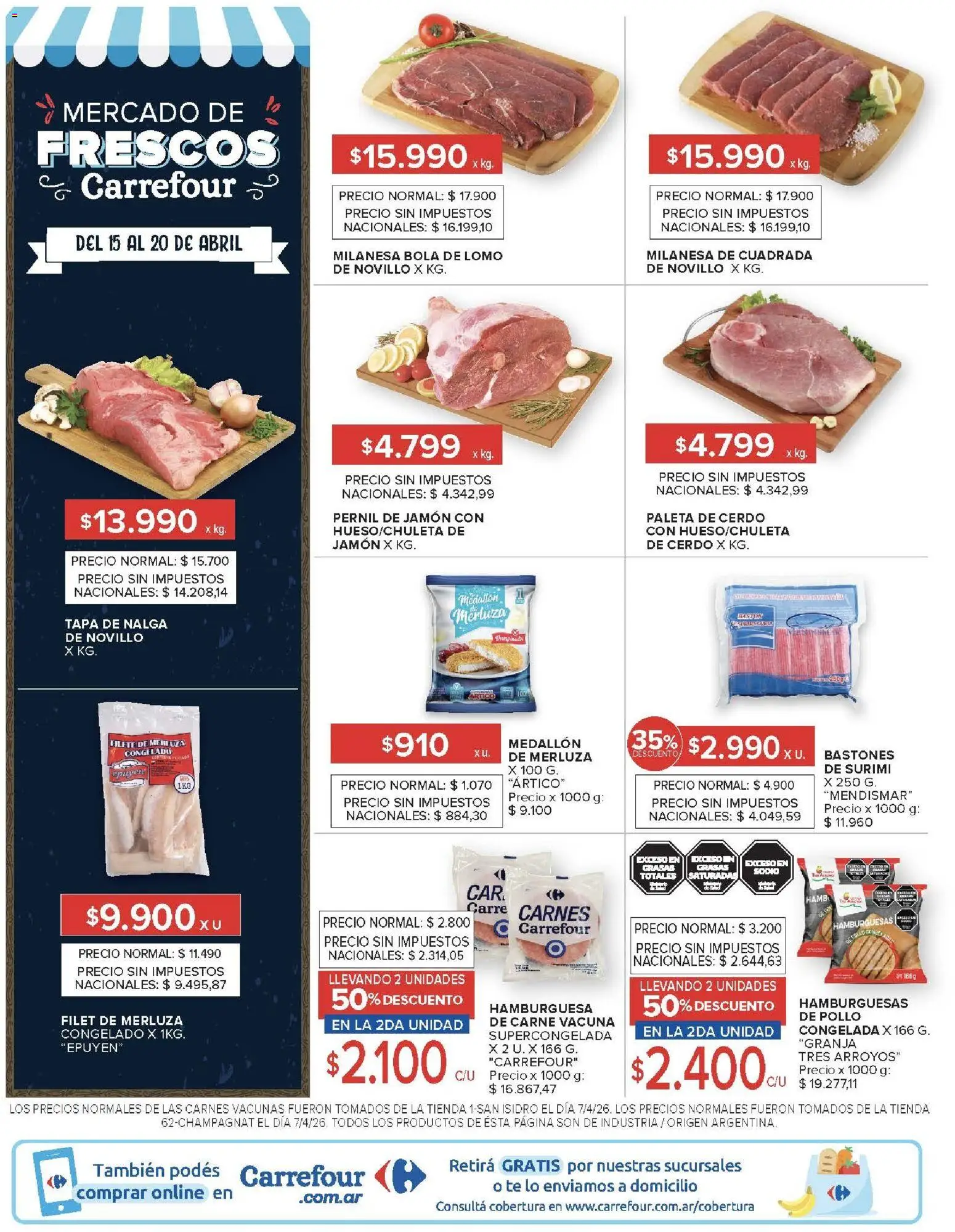 Carrefour ofertas │ válido desde el 15.04.2026 | Página: 35 | Productos: Milanesa, Jamón, Cerdo, Té