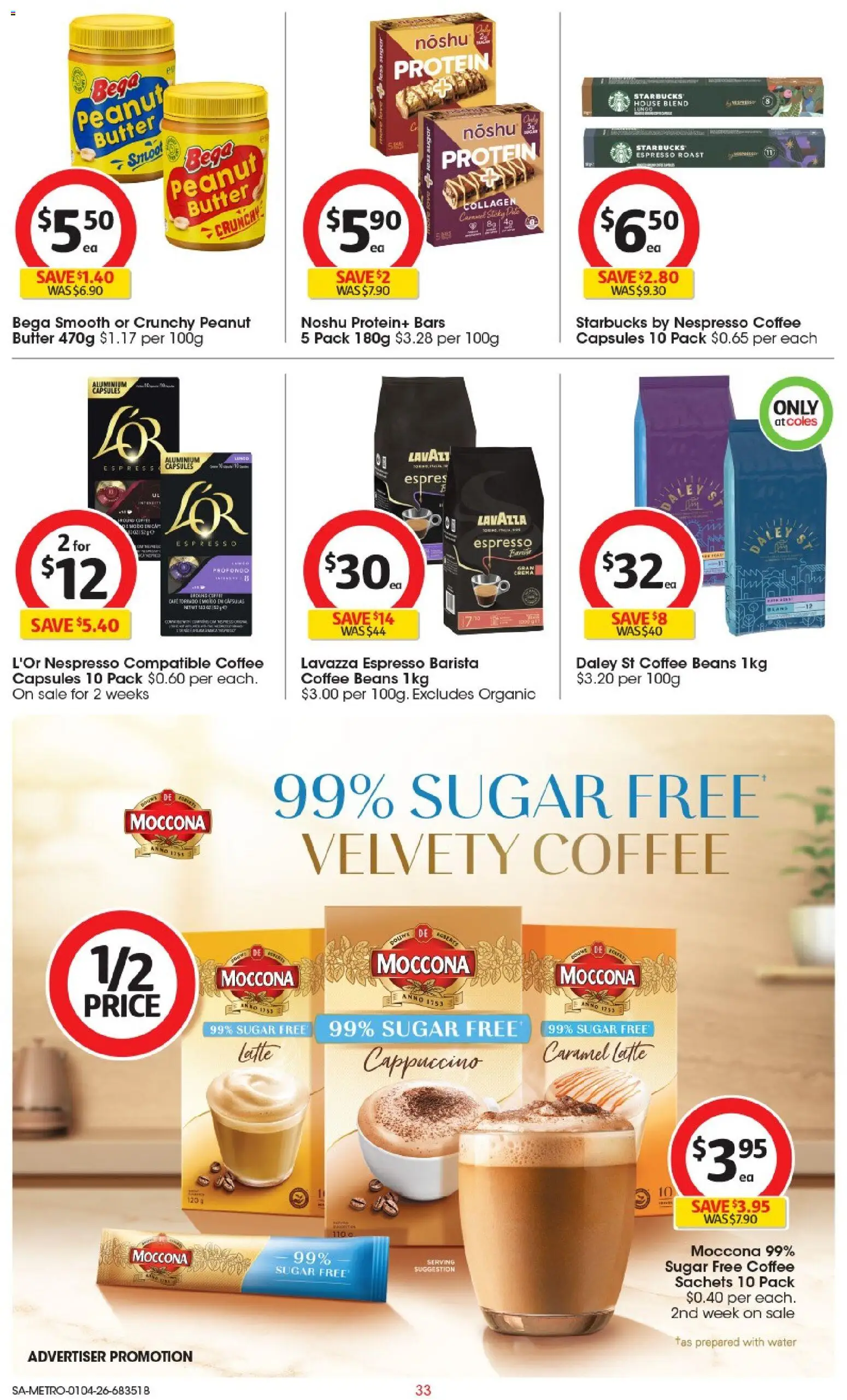 Coles catalogue - valid from 01.04.2026 | Page: 33 | Products: Water, Sugar, Moccona, Collagen