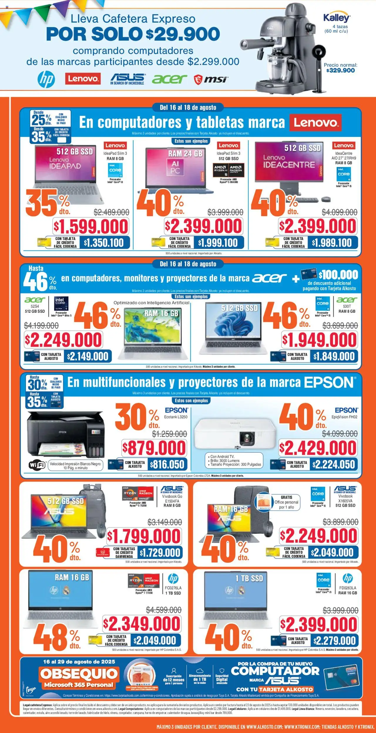 Alkosto revista - valida desde el 16.08.2025 | Página: 4 | Productos: Cafetera, Brillo, Sobre, Computador