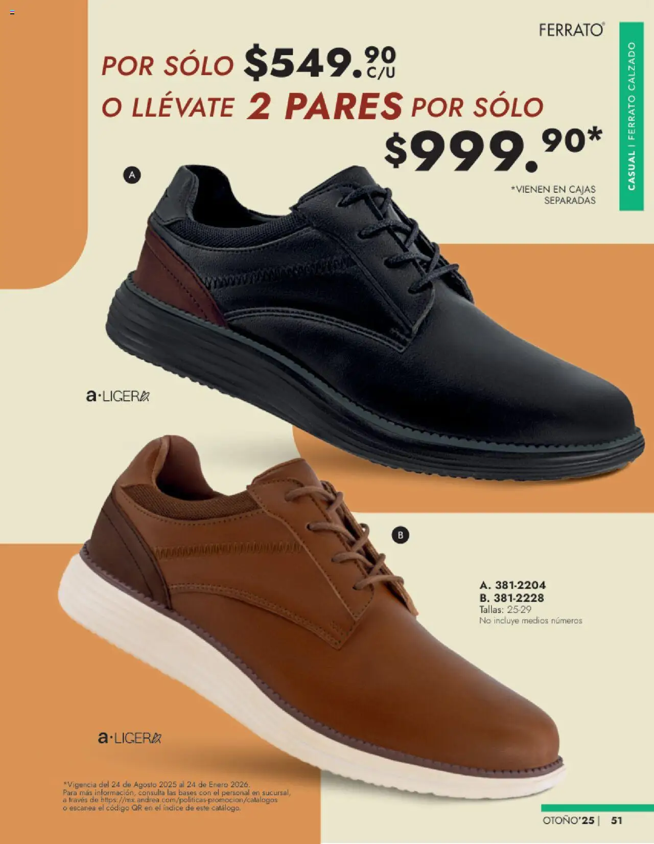 Nuevas ofertas de Andrea válidas en toda la República Mexicana desde el 22.08.2025. ¡Encuentra las mejores ofertas en Andrea - Catálogo Calzado Caballero - Otoño! | Página: 51